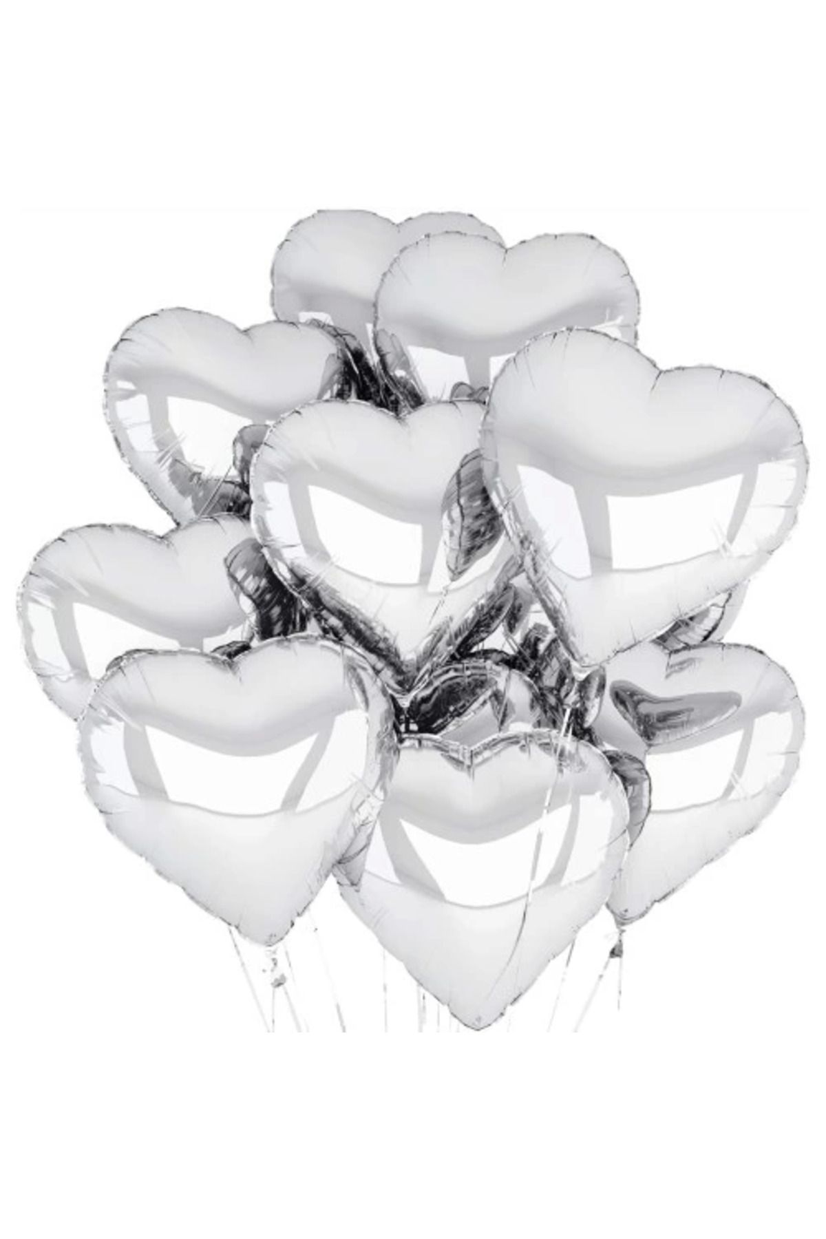 E&E Home Gümüş Kalp Şekilli Uçan Balon Folyo 10 Adet