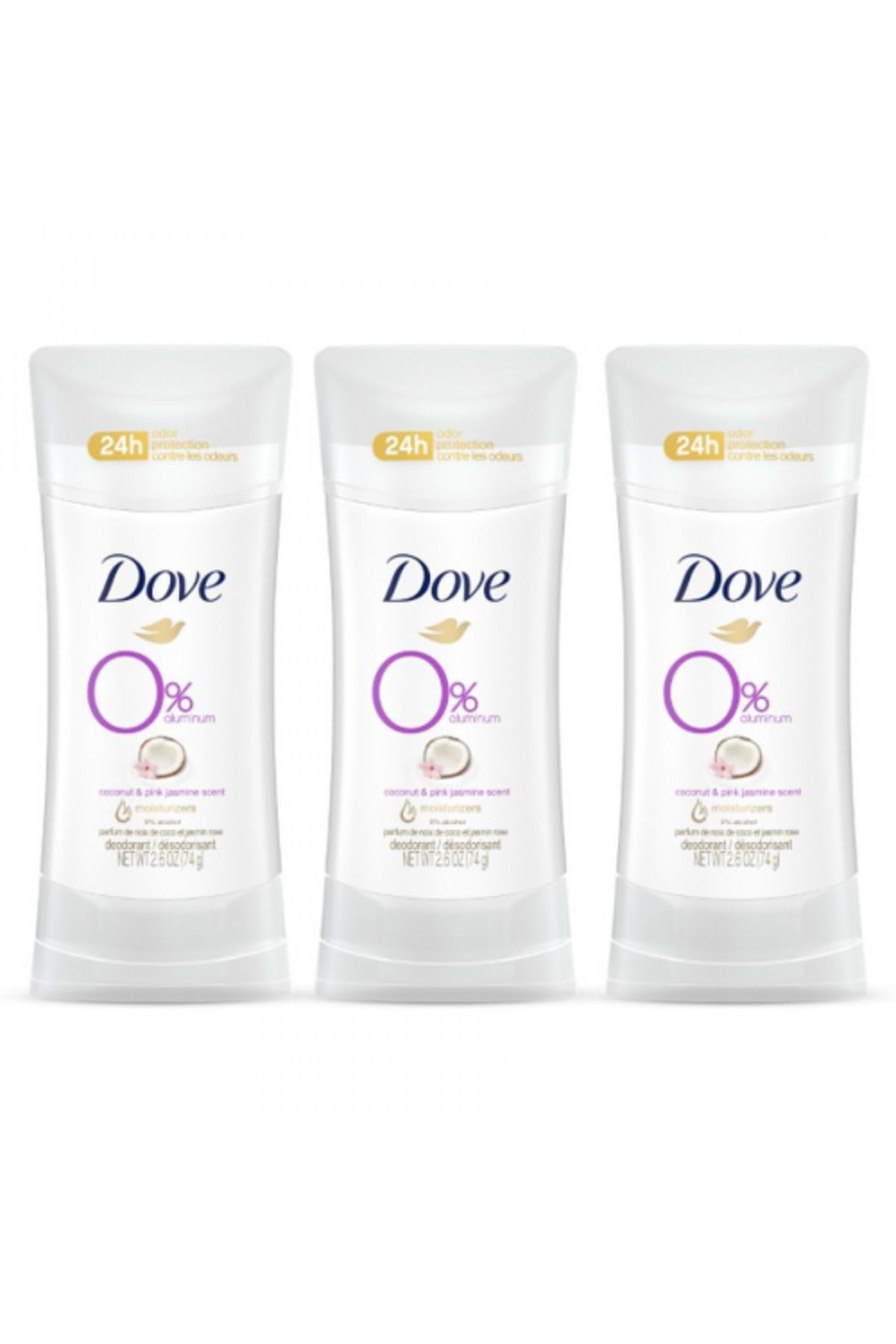 Dove-Pack of 12 0% Aluminum Coconut & Pink Jasmine Deodorant (74g) 1