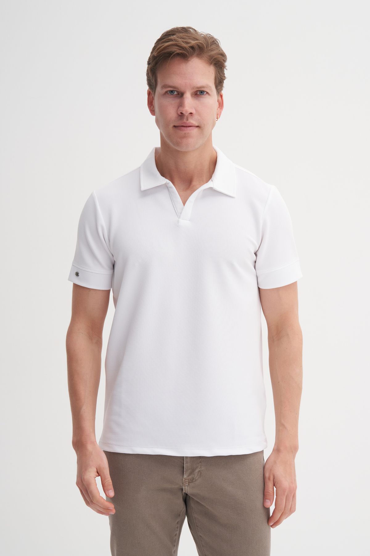 Cazador 25YCEEO04201 Beyaz Erkek Slim Fit Polo Yaka T-shirt