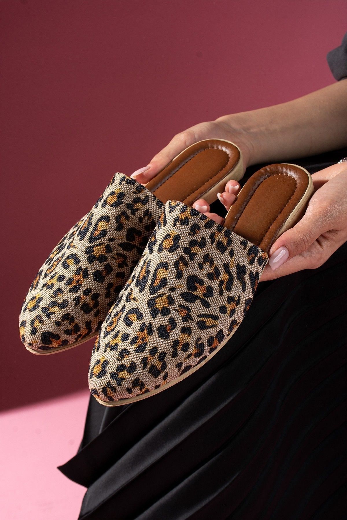 FUGA MODA Sedrix Taba Leopar Desenli Önü Kapalı Terlik