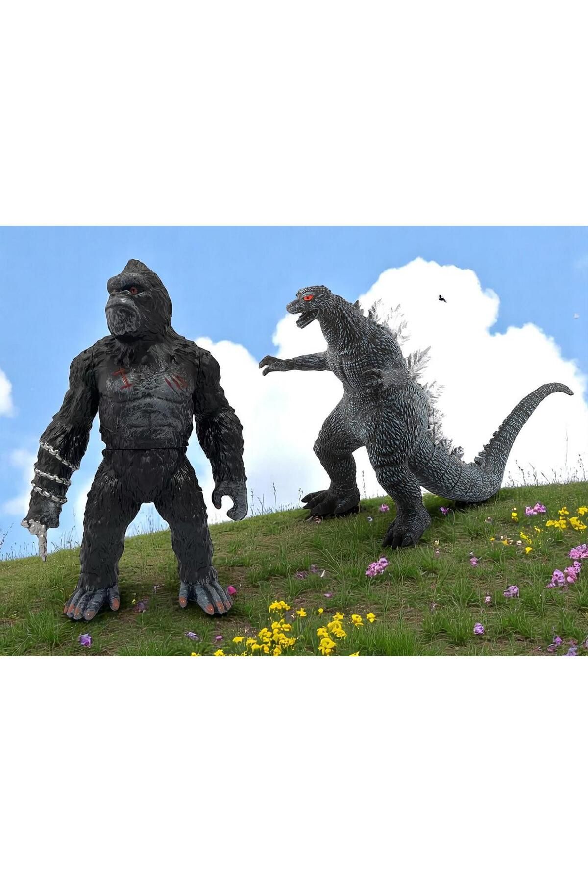 e-life shop Godzilla vs. Kong Giant King Ejderha Godzilla Goril Kong 2'li Aksiyon Figür Karakter Oyuncak Seti