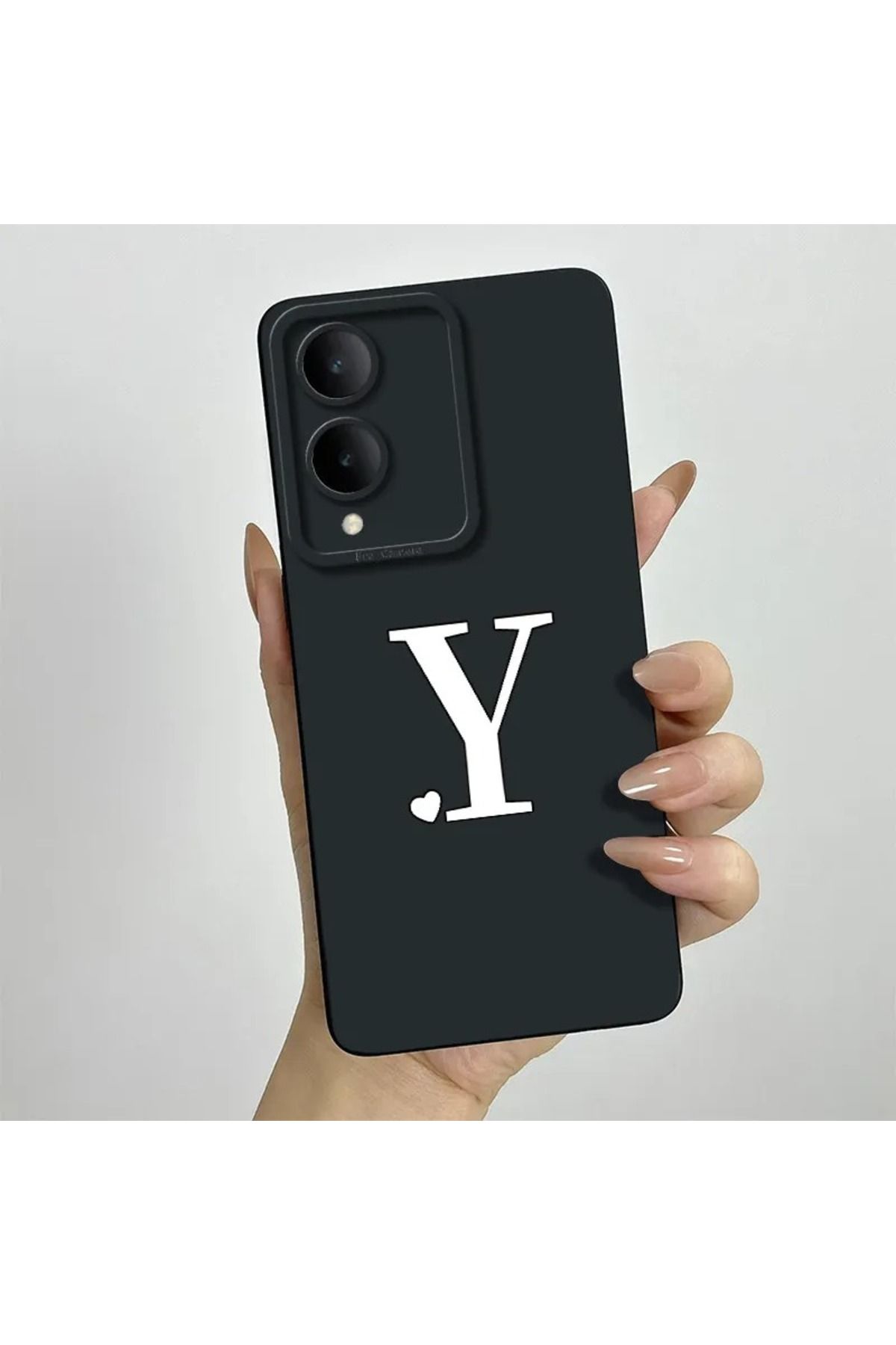 Rotaks Vivo Y17S Uyumlu Harfli Taç Baskılı Kişiye Özel Silikon Telefon Kılıfı - Y