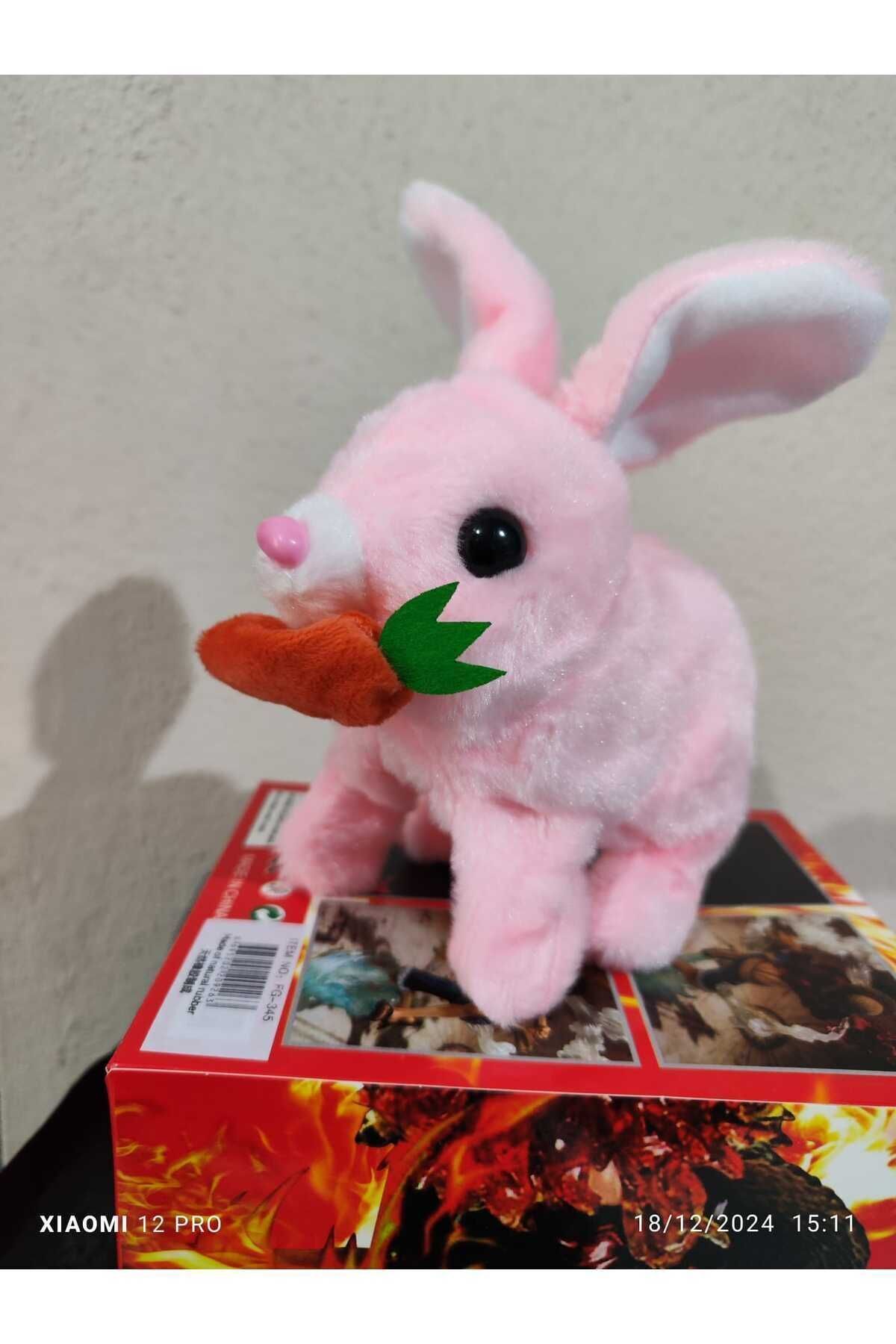 Ailenizin Oyuncakçısı Elektronik Pilli Sesli Zıplayan Hareketli Havuçlu Peluş Tavşan 18x17 Cm kaliteli ürün