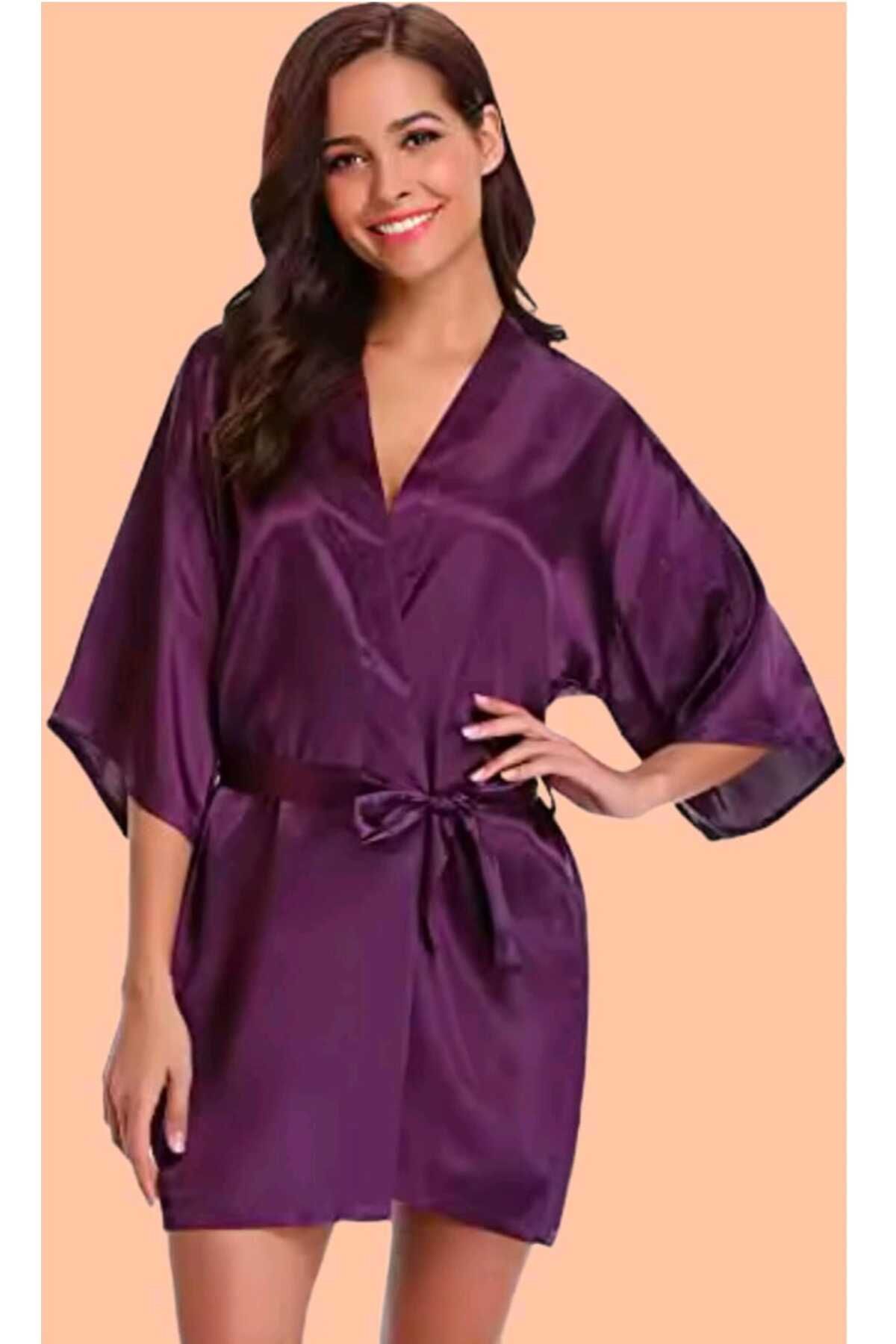 ARB Saten Sabahlık Gecelik Bride Sabahlık Gelin Nedime Gecelik STANDART OVERSİZE