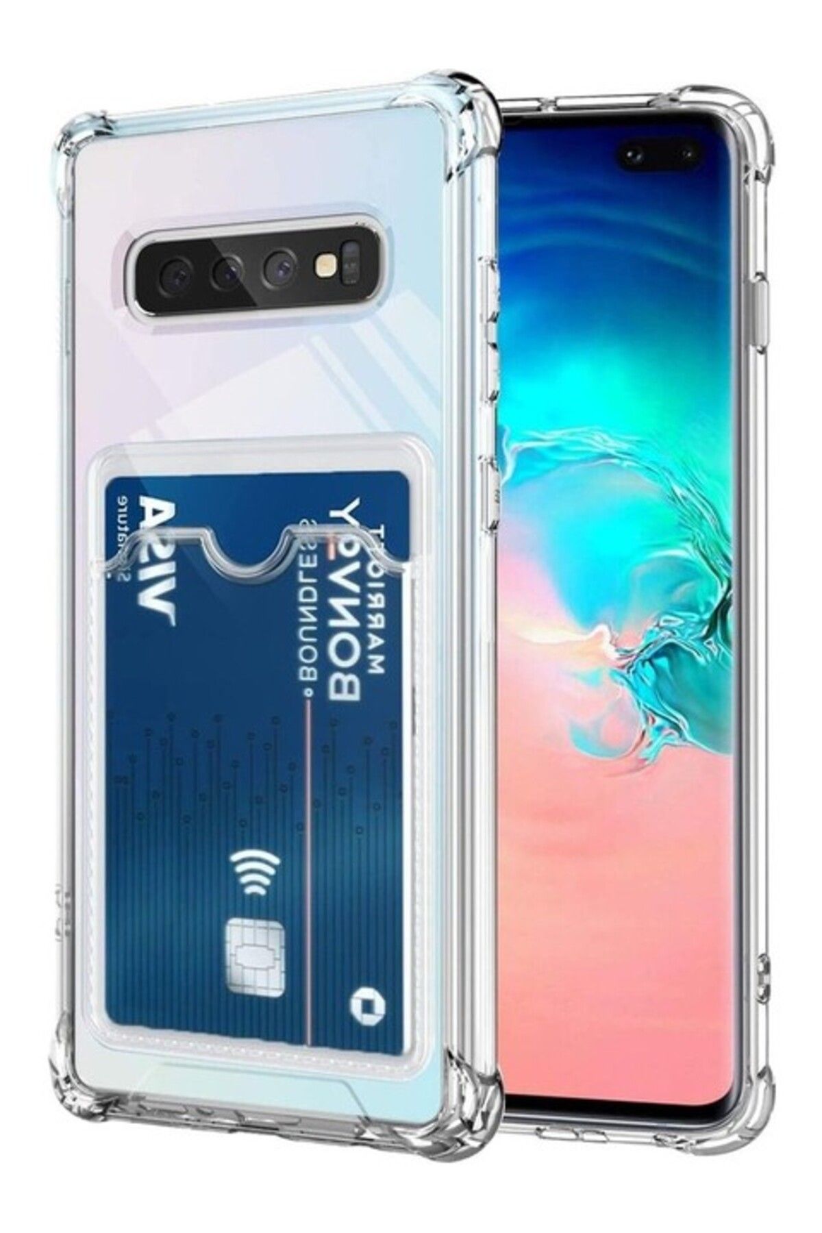 Di Aksesuar Samsung Galaxy S10 Plus Kartlıklı Şeffaf