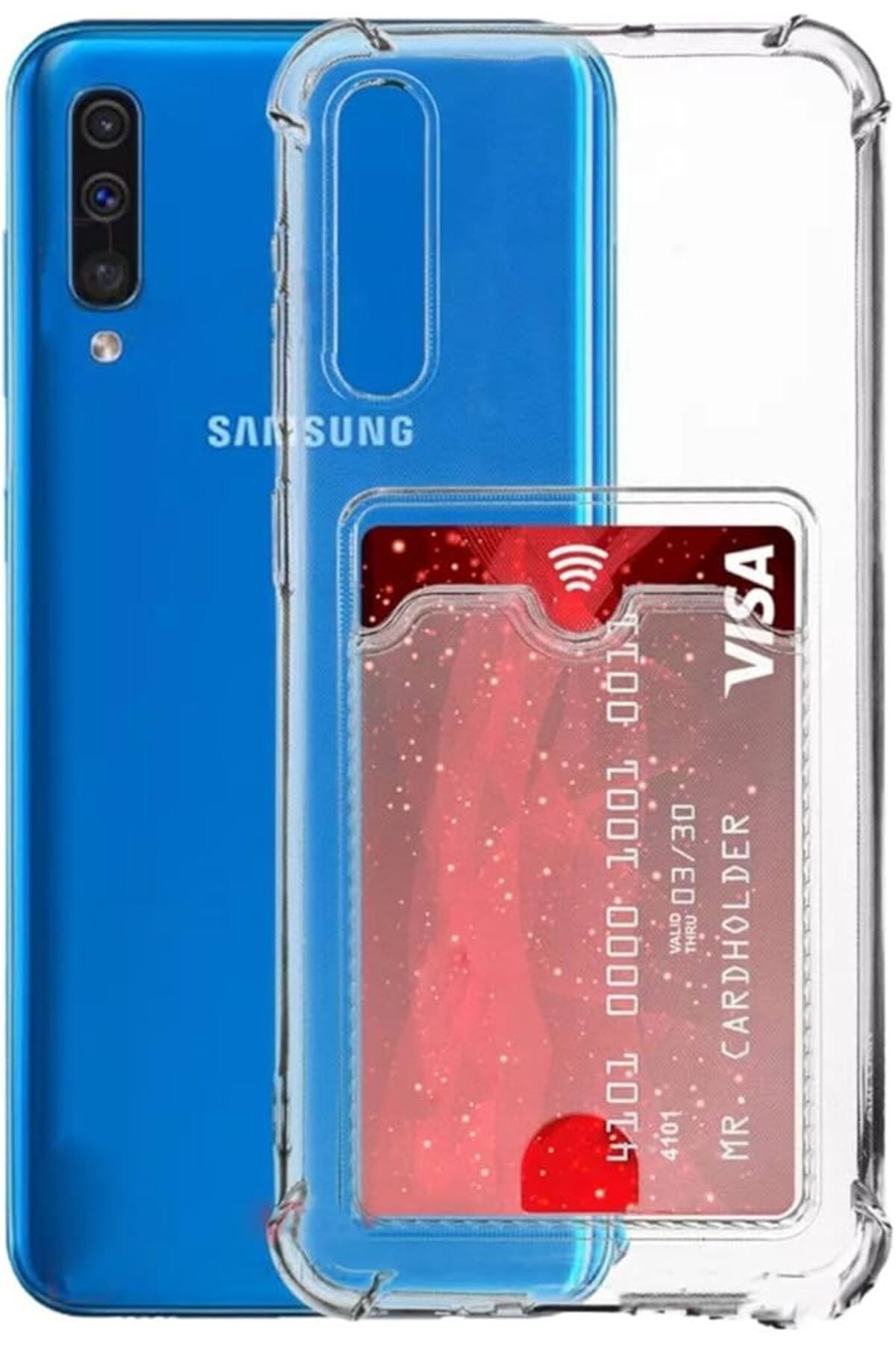 Di Aksesuar Samsung Galaxy A50 Kartlıklı Şeffaf