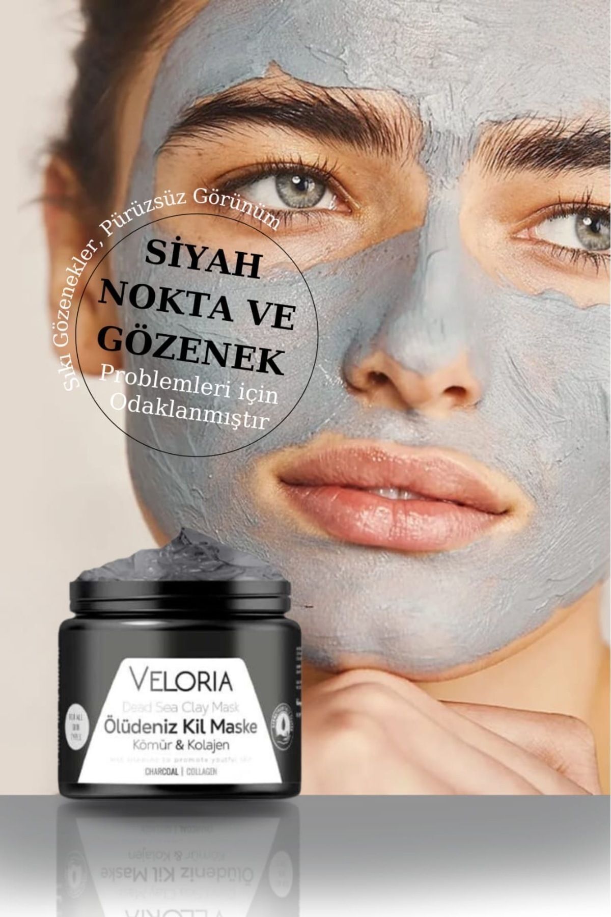 Veloria Cosmetics Gözenek Sıkılaştırıcı Yaşlanma Ve Siyah Nokta Leke,giderici Kolajen Ölüdeniz Kil Maskesi150 gr