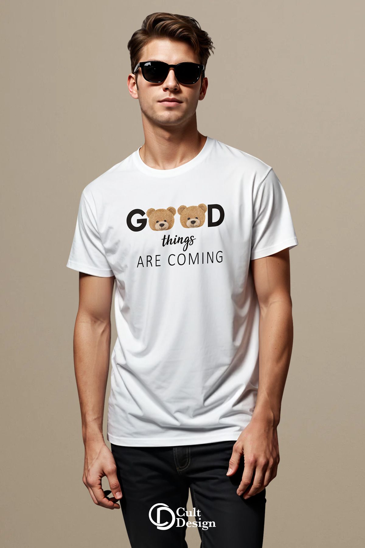 CULTDESİGN GOOD THİNGS UNİSEX model Özel Premium Baskılı Basic, Organik Pamuklu, Bisiklet Yaka T-Shirt