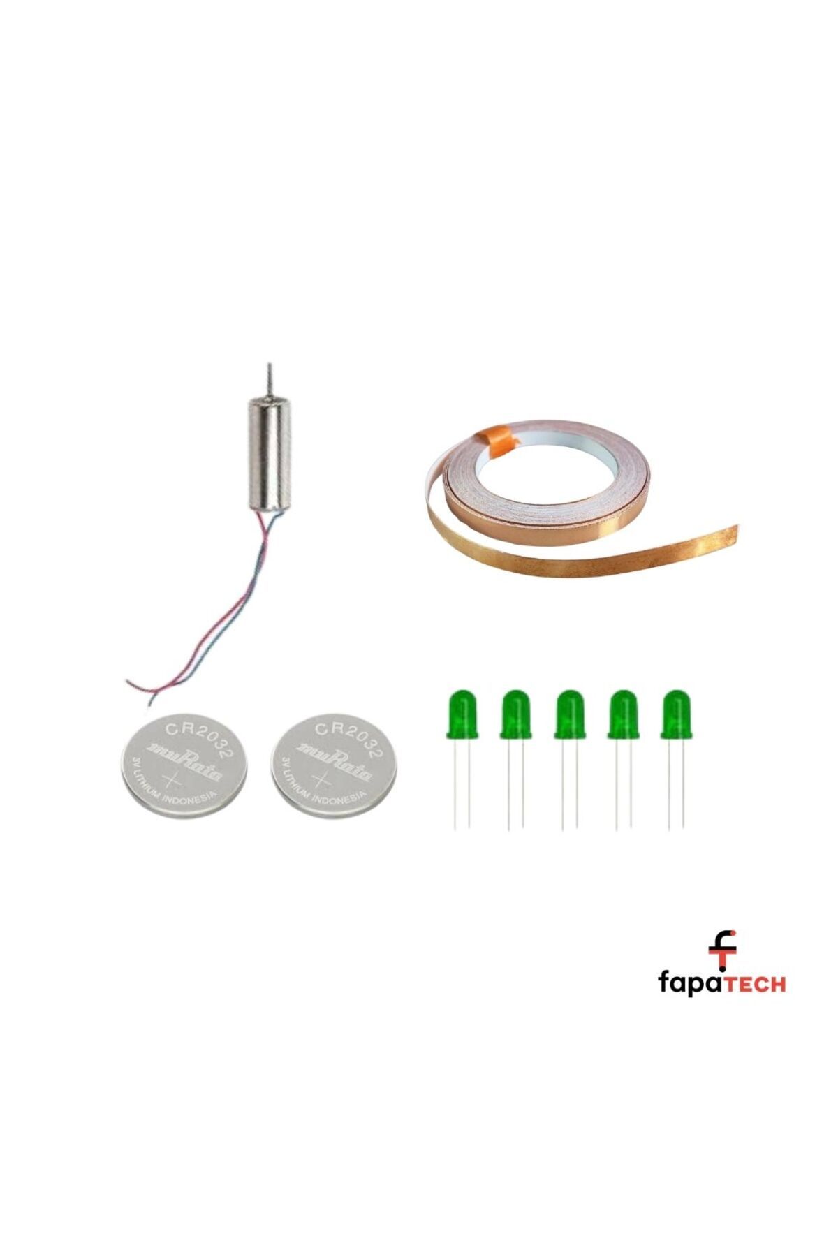 Fapatech Bakır Folyo İletken Bant ,Cr2032 Pil ,5mm LED, Drone Dc Motor - Etkileşimli Pervane Kağıt Devre Kit