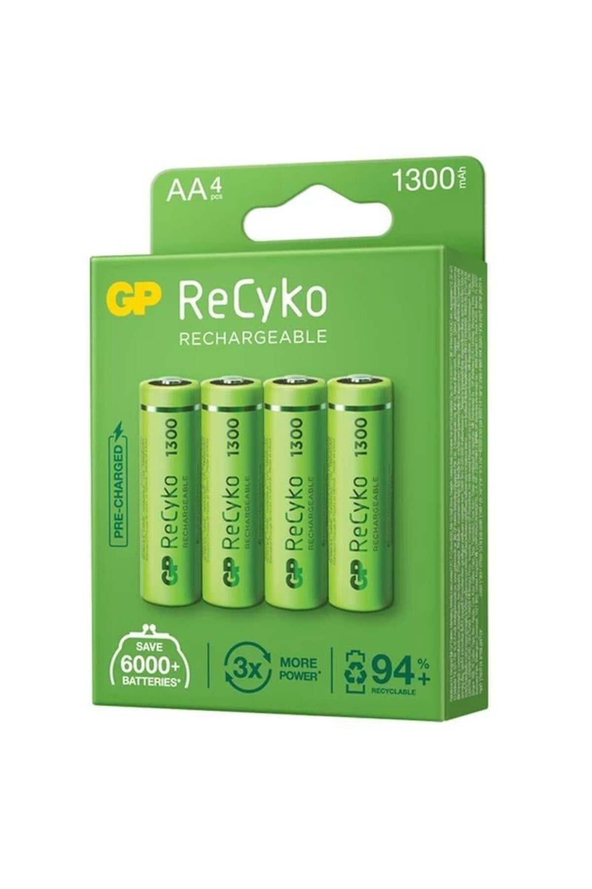 GP Recyko 1300 NI-Mh R6 Şarjlı AA 4'Lü Kalem Pil