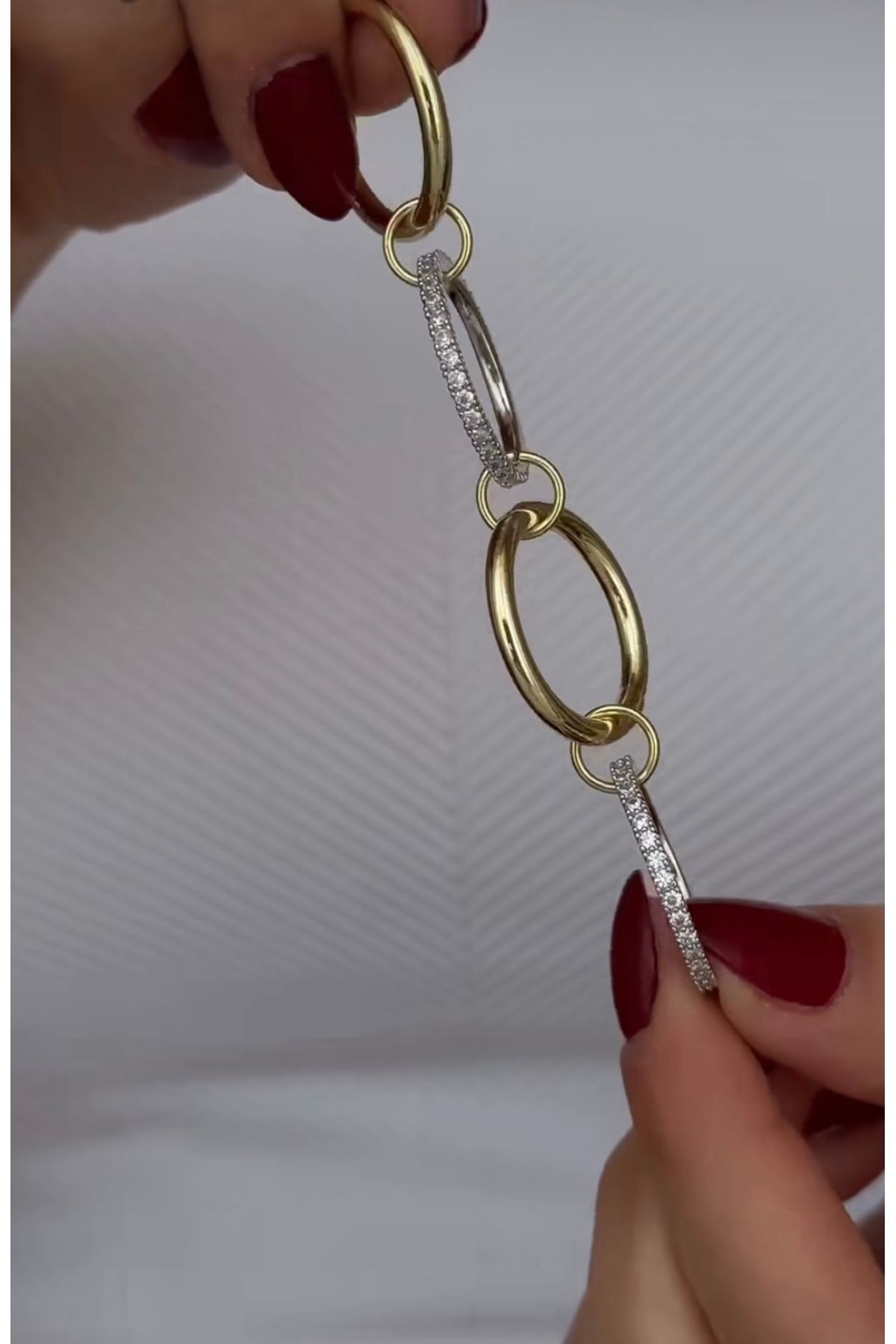 mibrillo Özel Seri Gold Boru Plaka Zirkon Taşlı Çoklu Görünüm 4 lü Yüzük