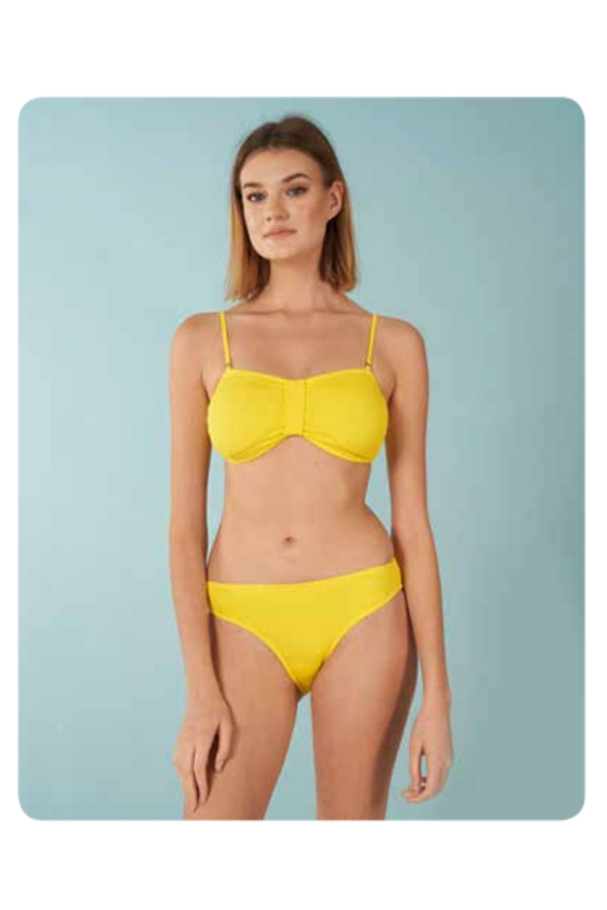 Fily İç Giyim ESTİVA Çıkarabilir İnce Askılı Önü Büzgülü Bikini Takım
