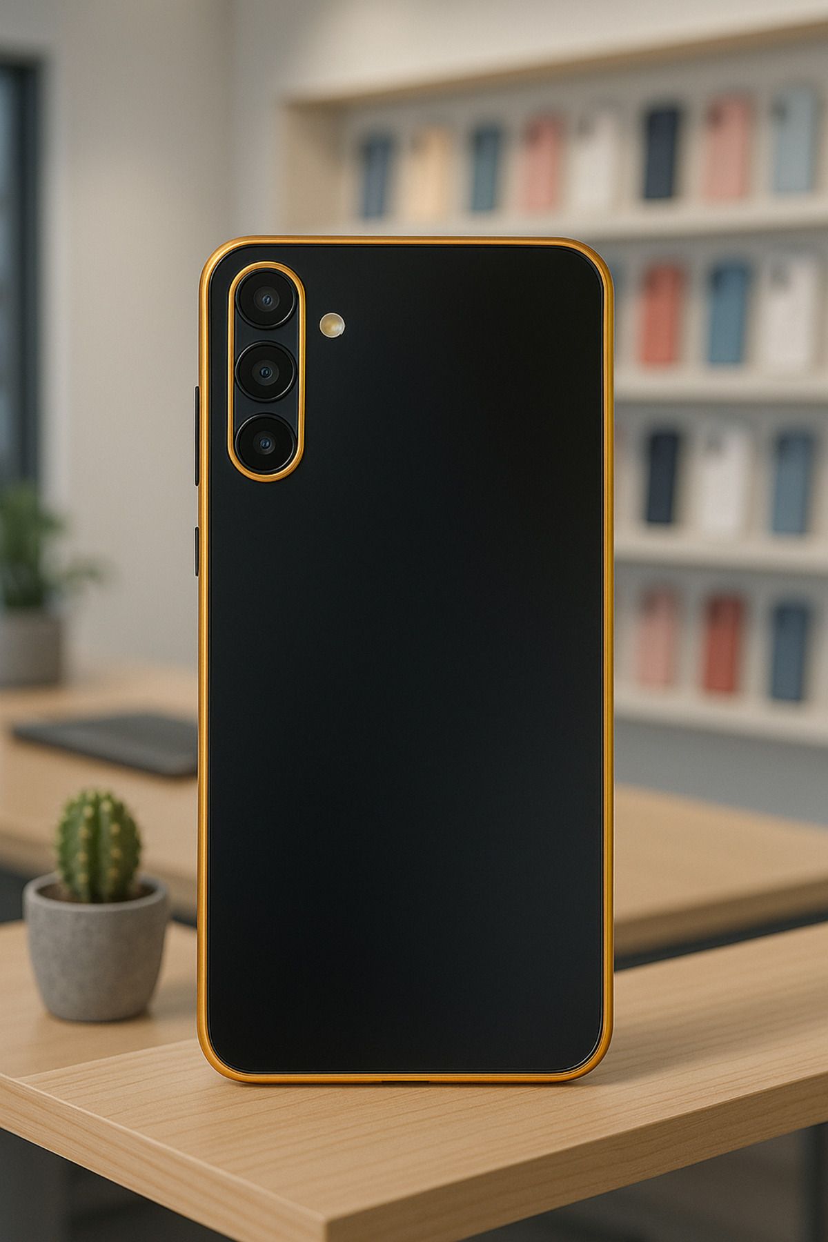 shop Samsung A24 Uyumlu Lüks Gold Çerçeveli Kılıf