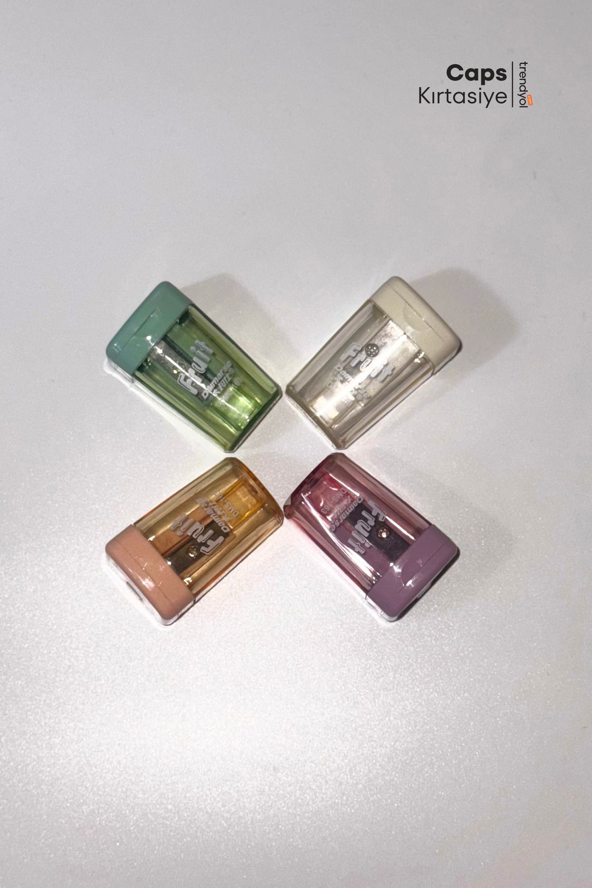 caps office-Set of 4 Pastel Colored Pencil Sharpeners |   Practical Use with Lid and Container 3