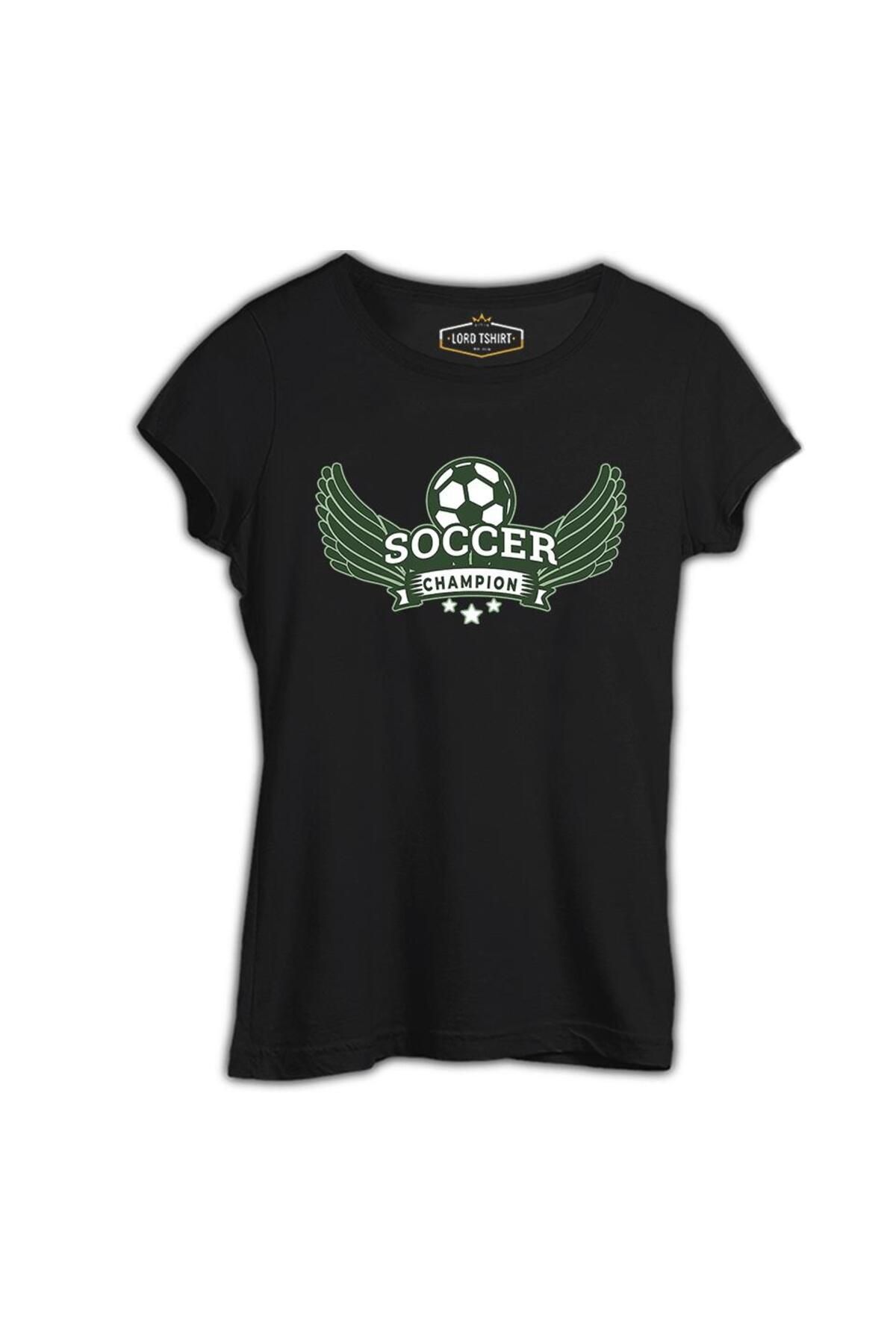 Lord T-Shirt Soccer Ball Champion Siyah Kadın Tshirt