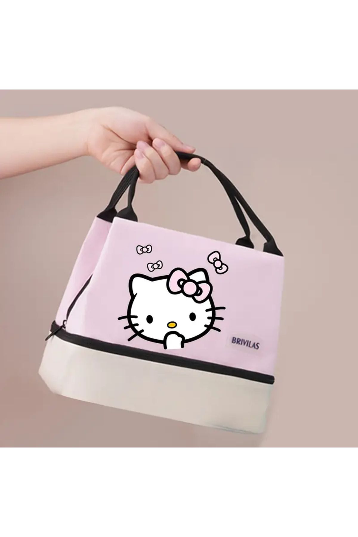 bundle island Beslenme çantası Hello Kitty figürlü izoleli sıcak soğuk koruma çift bölmeli BRILIVAS AD4413