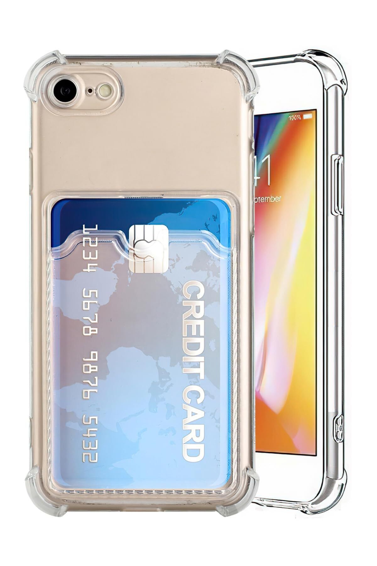 Di Aksesuar iPhone 7 Kartlıklı Şeffaf