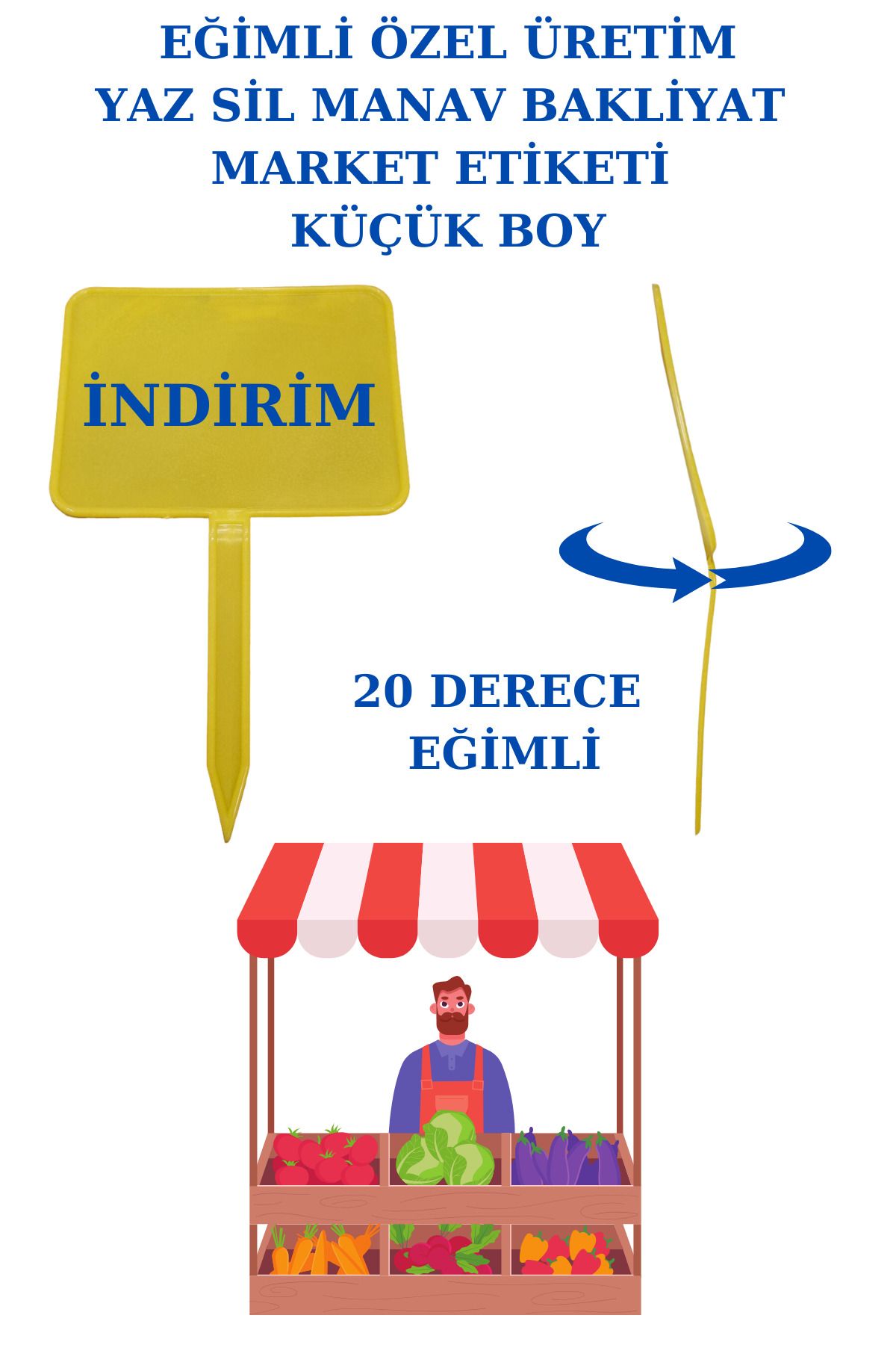 Manken İstanbul 50 Adet Açılı Küçük Boy Eğimli Yaz Sil Sapla Bakliyat Etiketliği Manav Etiketliği Pazarcı Etiketi