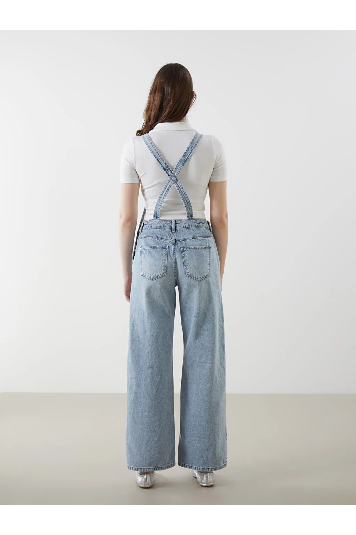 LC Waikiki-Salopetă de jeans pentru femei LCW Vision Indigo cu guler pătrat 4