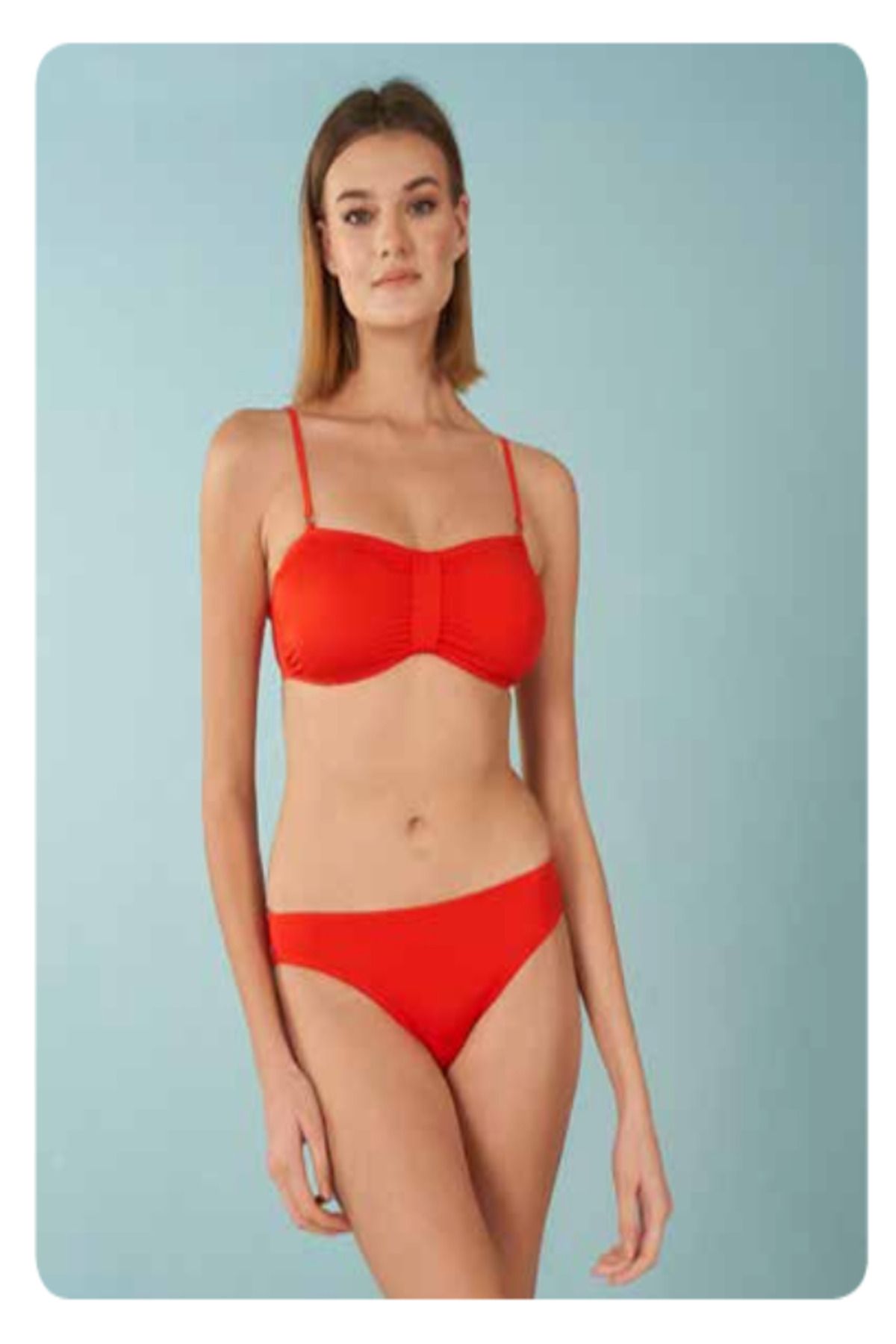 Fily İç Giyim ESTİVA Çıkarabilir İnce Askılı Önü Büzgülü Bikini Takım