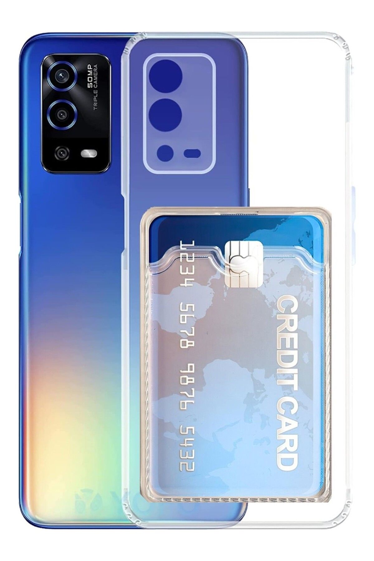 Di Aksesuar Oppo A55 Kartlıklı Şeffaf