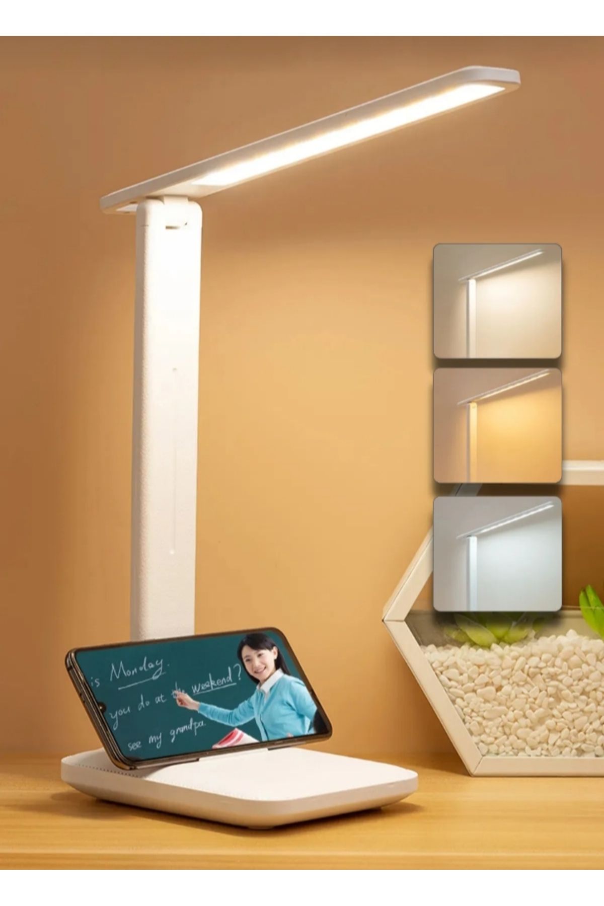 Home Katlanabilir Şarjlı Dokunmatik Masa Lambası Telefon Standlı