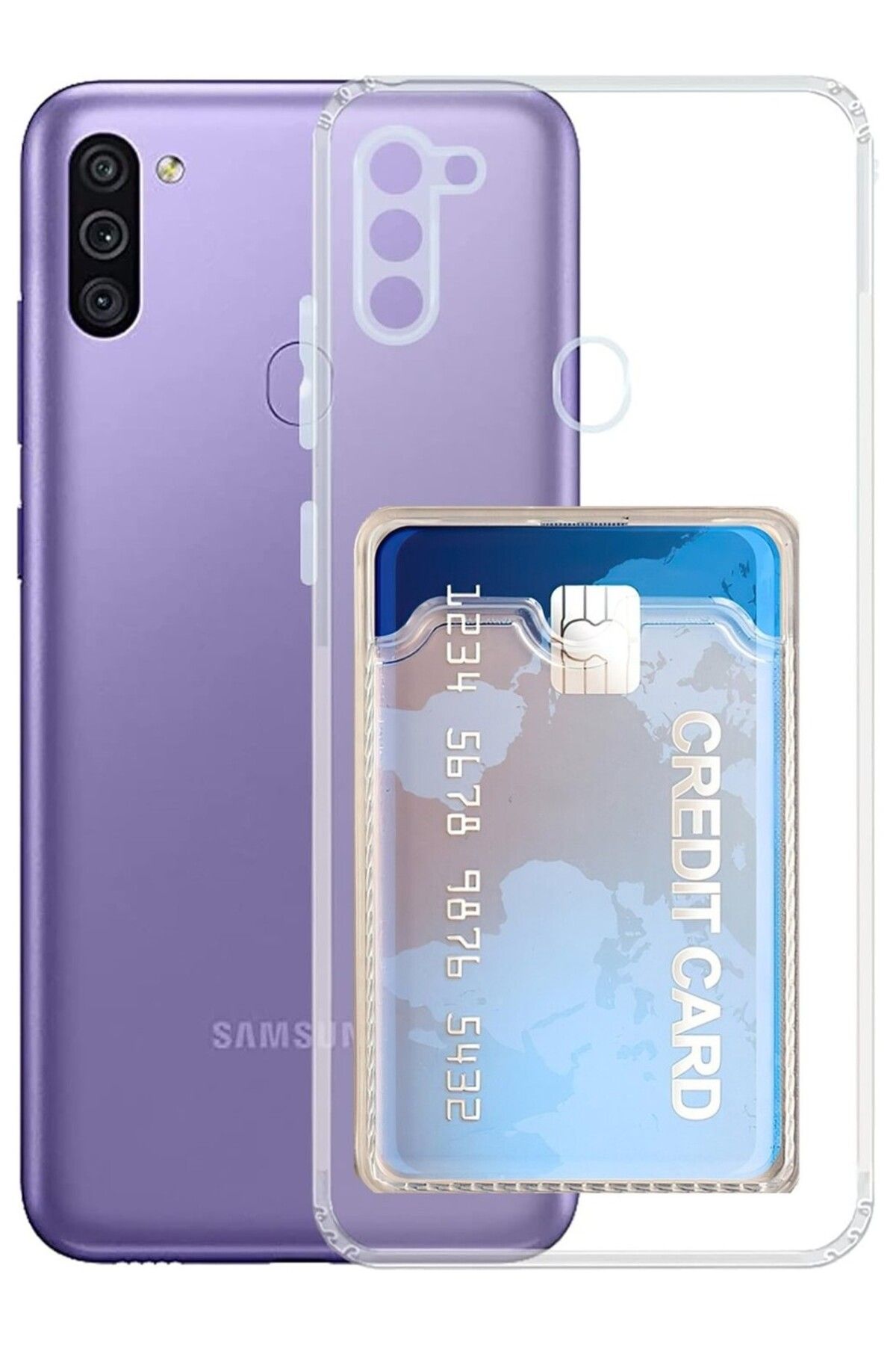 Di Aksesuar Samsung Galaxy A11 Kartlıklı Şeffaf