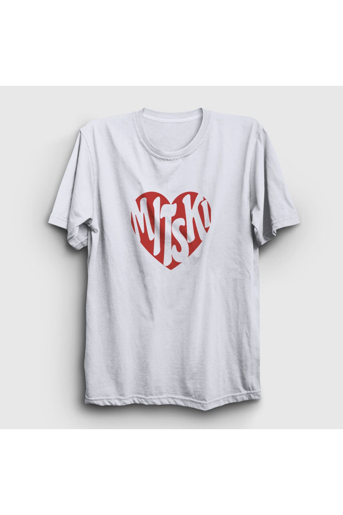 Presmono Unisex Beyaz I Love Kalp Mitski T-Shirt 543140tt