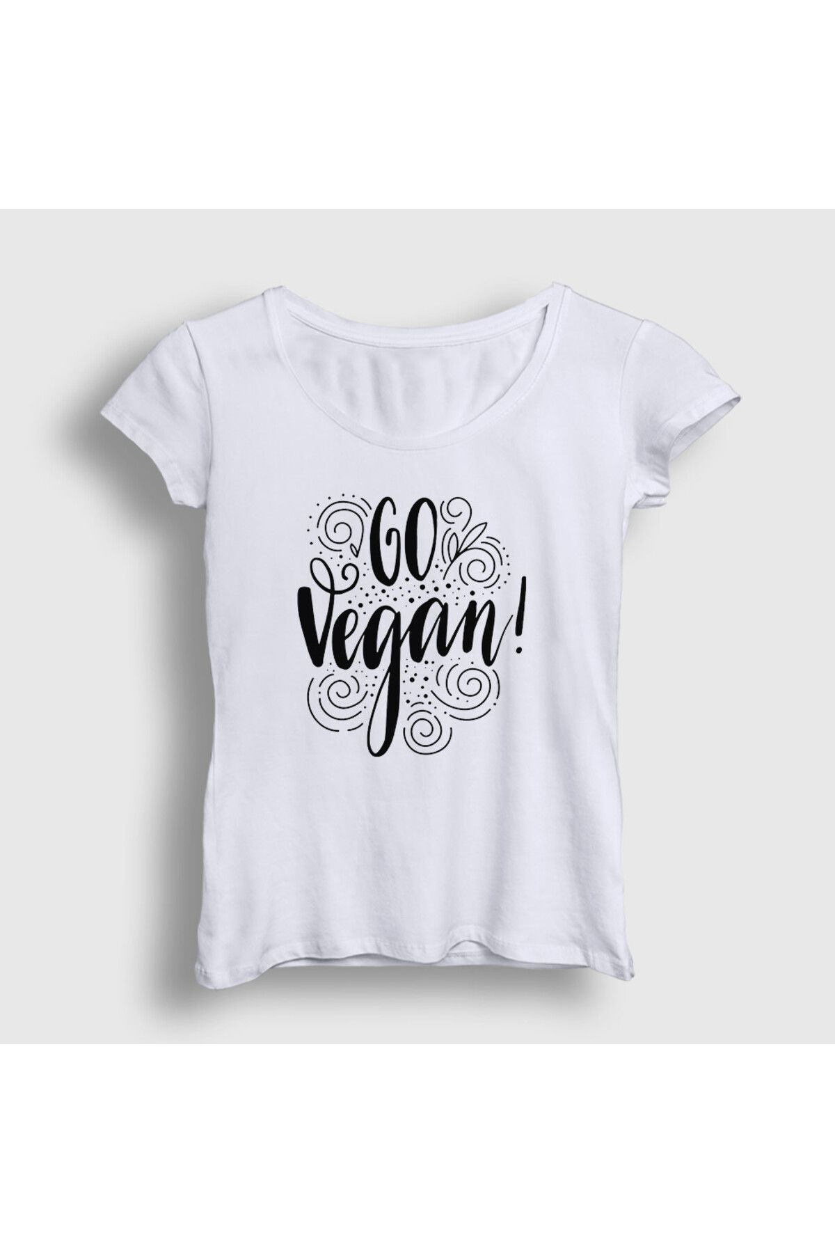 Presmono Kadın Beyaz Go Vegan Vegetarian Vejetaryen T-Shirt 542791tt