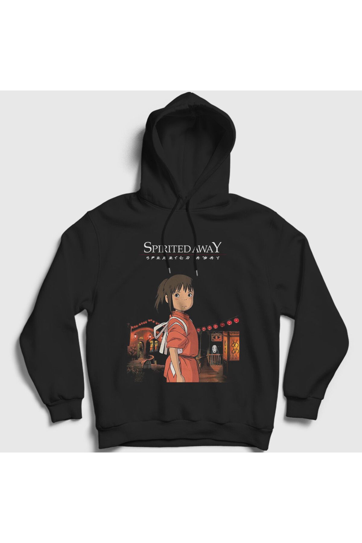 Presmono Unisex Siyah Chihiro Ogino Spirited Away Kapüşonlu Sweatshirt 542100tt