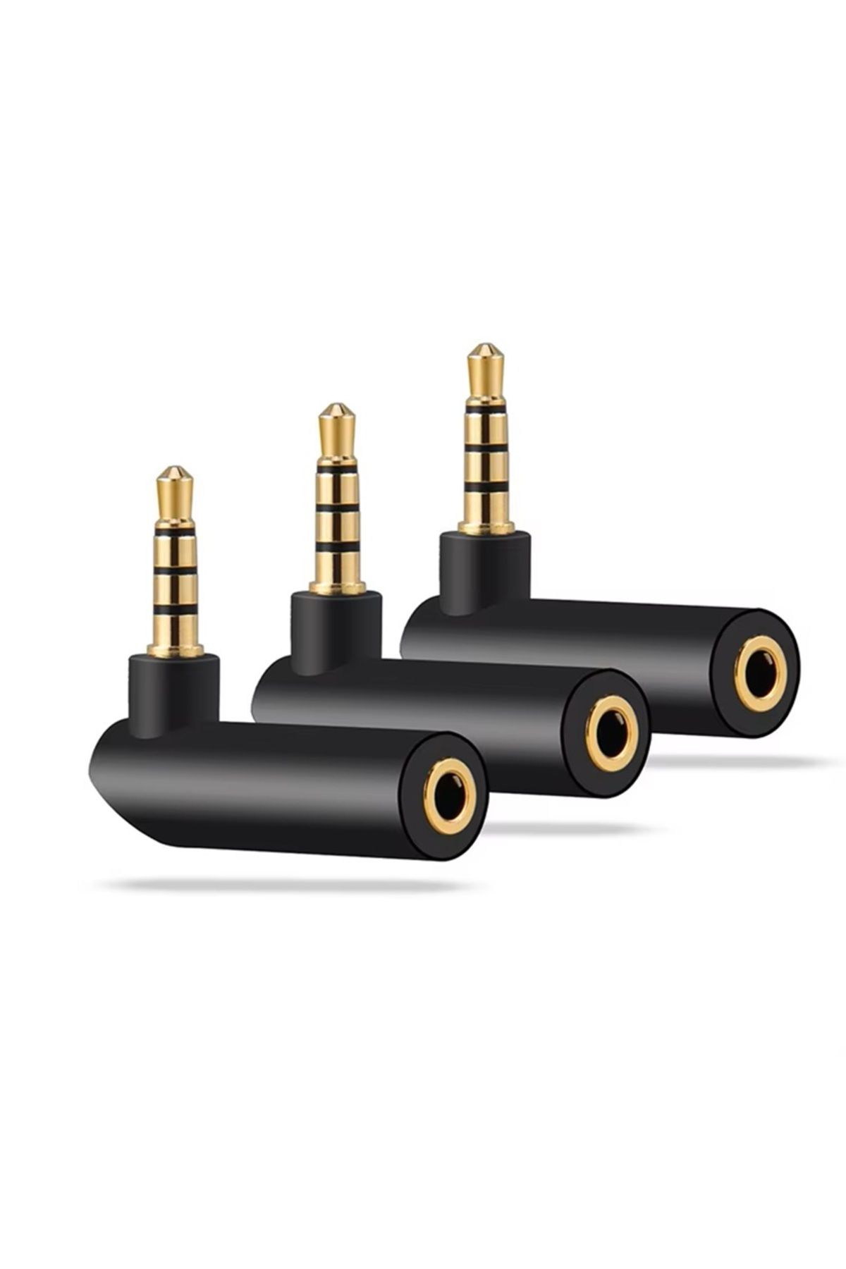 Derwell 3 Adet 3.5mm 3 Kutup 90 Derece sağ Açı Stereo Erkek Dişi Adaptör Dönüştürücü Kulaklık Ses Mikrofon