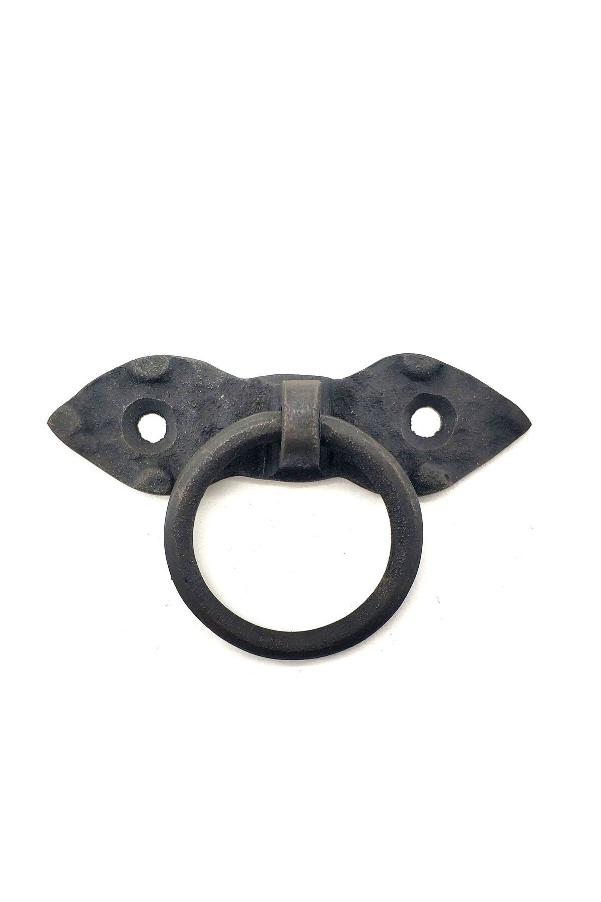 Easy Tedarik Antika Tarz Dekoratif Pirinç Yaprak Mobilya Kulbu, Kapı Kilit Halkası - 80 mm, Oksit