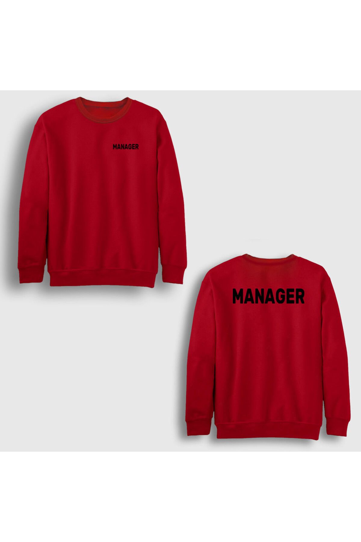 Presmono Unisex Kırmızı Yönetici Müdür Manager Sırt Baskılı Sweatshirt 545941tt