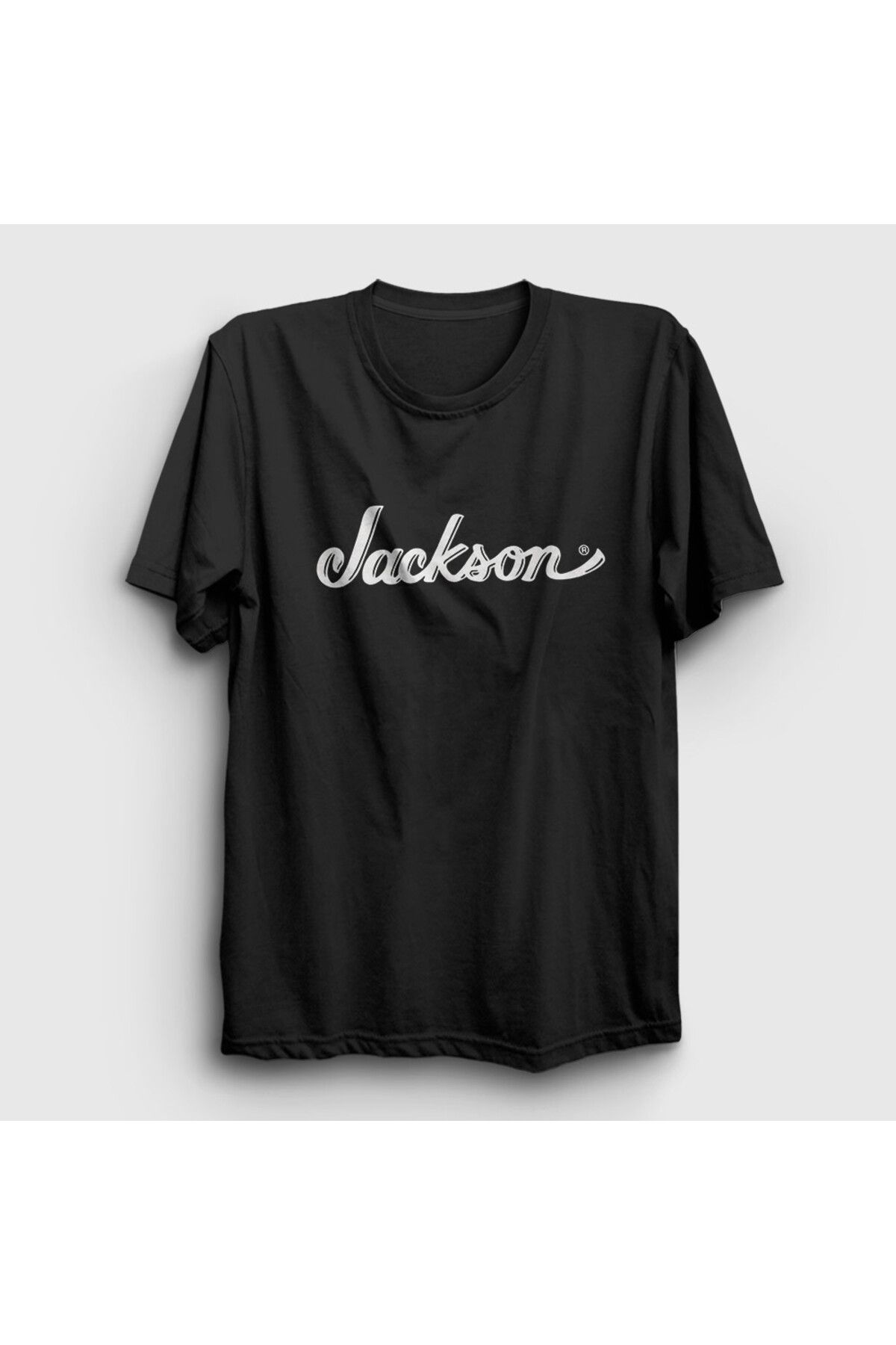 Presmono Unisex Siyah Logo Jackson Hediye Gitar T-Shirt 543983tt