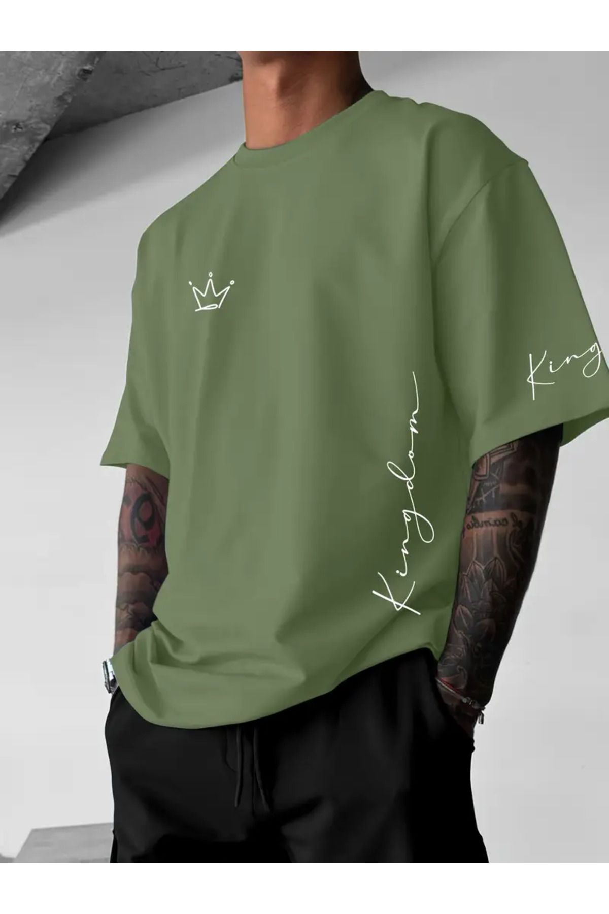 LAND MODA Tokyo Grafik T-Shirt - %100 Polyester, Bol Kesim, Rahat Yuvarlak Yaka, Kısa Kollu,
