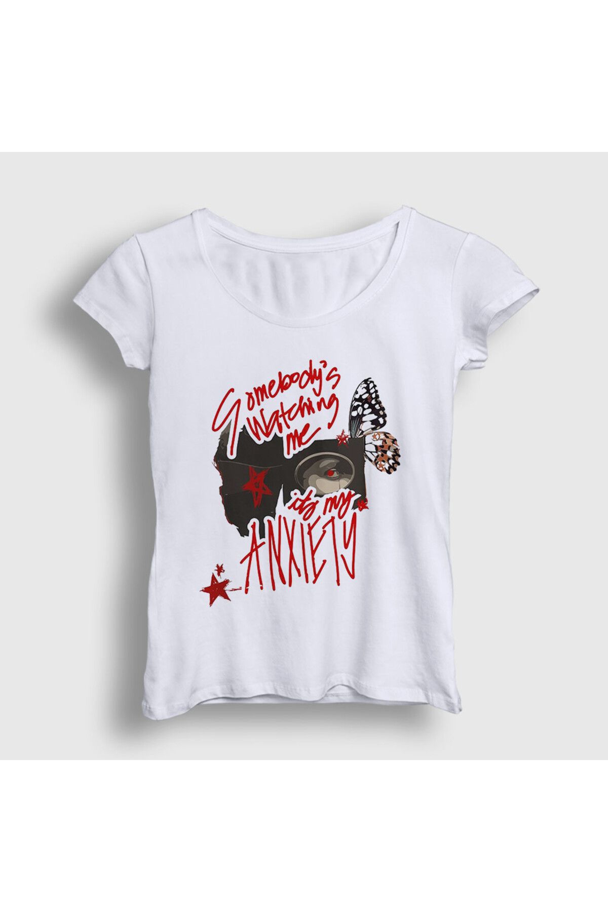 Presmono Kadın Beyaz Somebody's Watching Me Doechii T-Shirt 545159tt