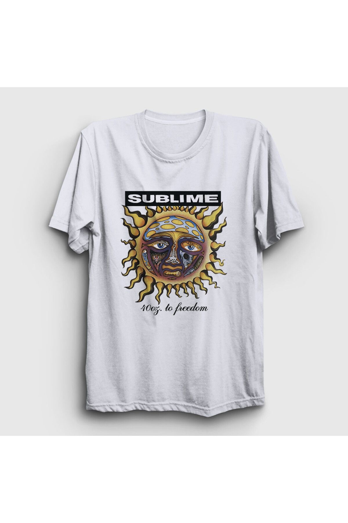 Presmono Unisex Beyaz 40oz To Freedom Sublime T-Shirt 541234tt