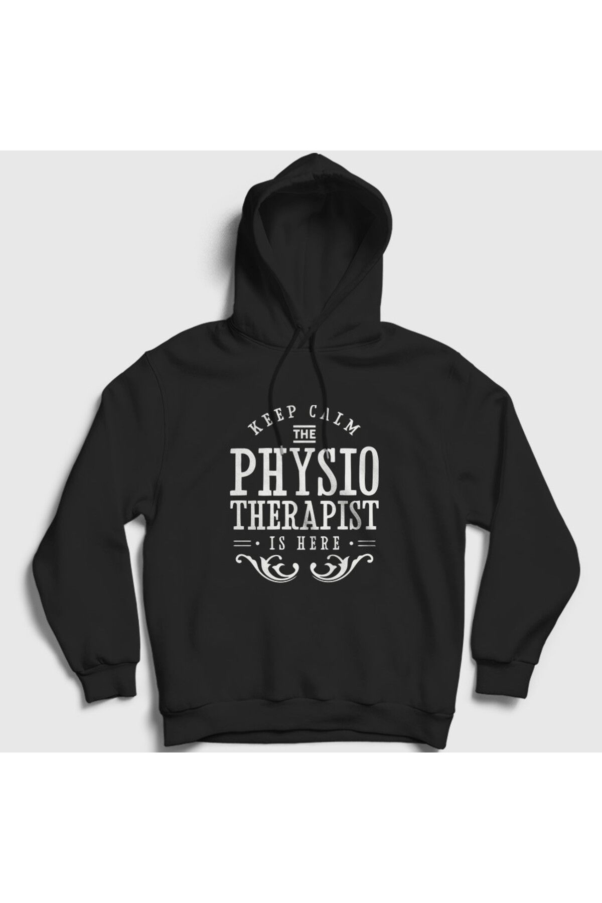 Presmono Unisex Siyah Calm Hediye Physiotherapist Fizyoterapist Kapüşonlu Sweatshirt 542000tt