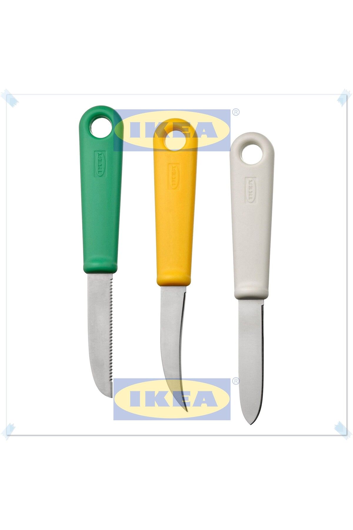 IKEA Uppfylld Paslanmaz Çelik 3 Çeşit Soyma Bıçağı Seti, 3 Parça, 18 cm