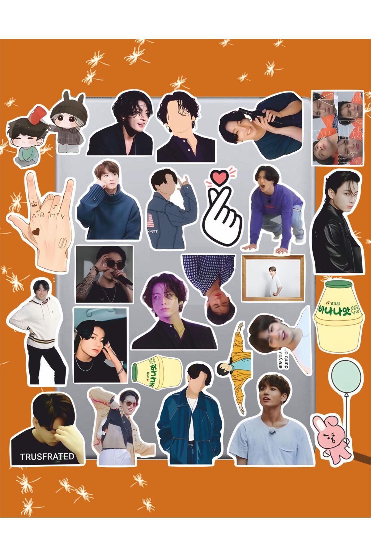 hediyenebak Jungkook Sticker Seti | Laptop Ajanda PC Tablet Telefon Defter Etiket Bullet Journal