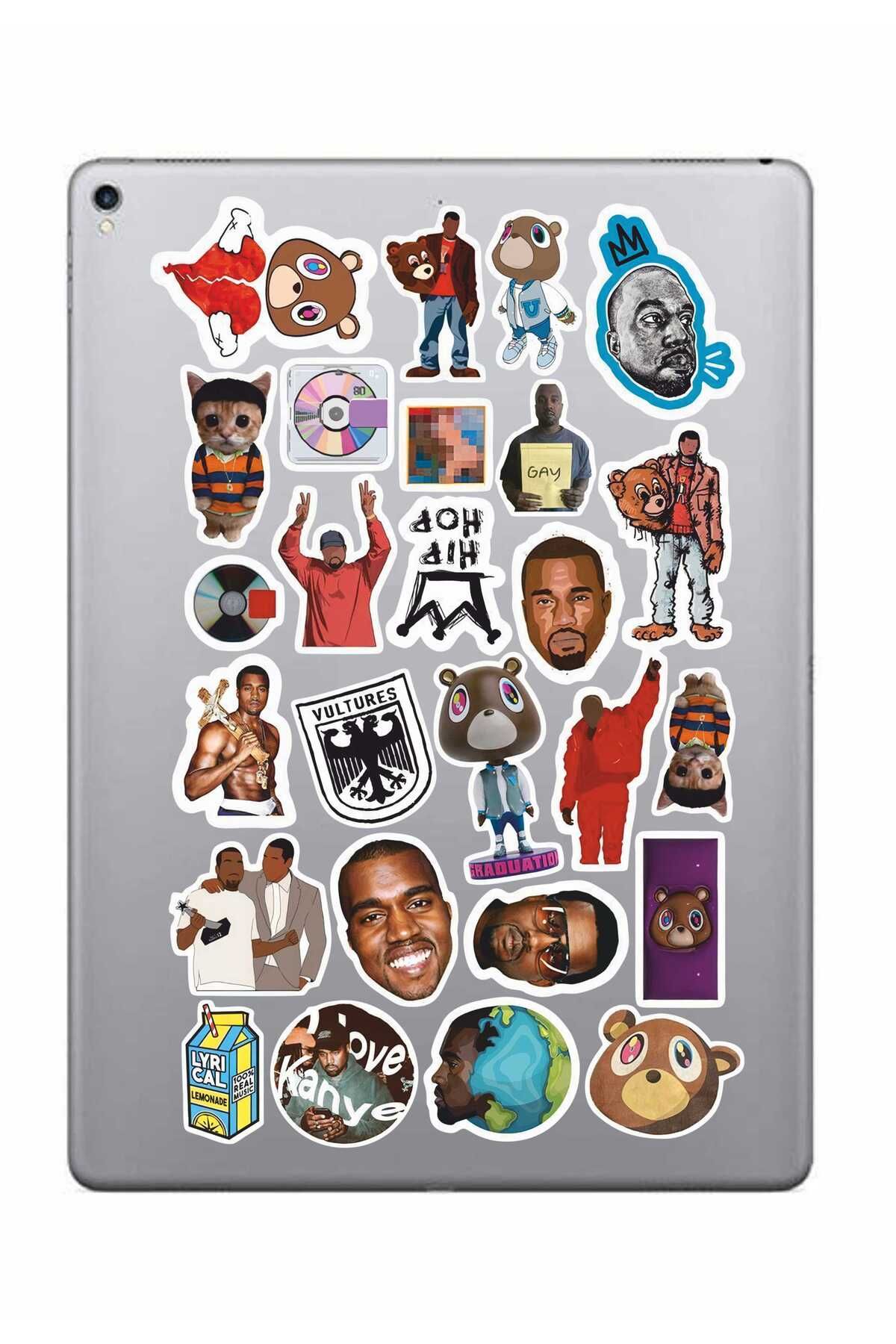 hediyenebak Kanye West Sticker Seti | Laptop Ajanda PC Tablet Telefon Defter Etiket Bullet Journal
