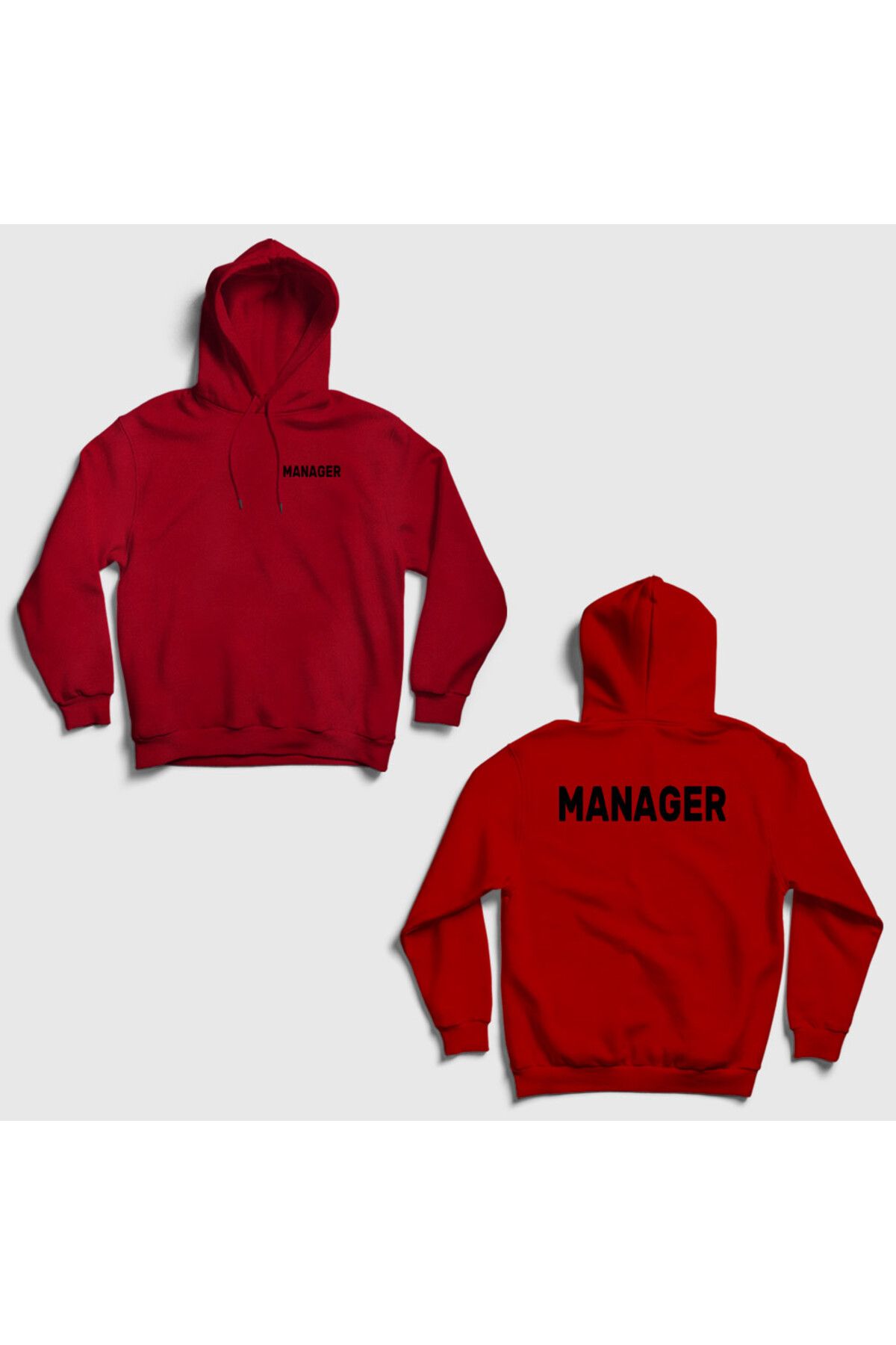 Presmono Unisex Kırmızı Yönetici Müdür Manager Sırt Baskılı Kapüşonlu Sweatshirt 545889tt