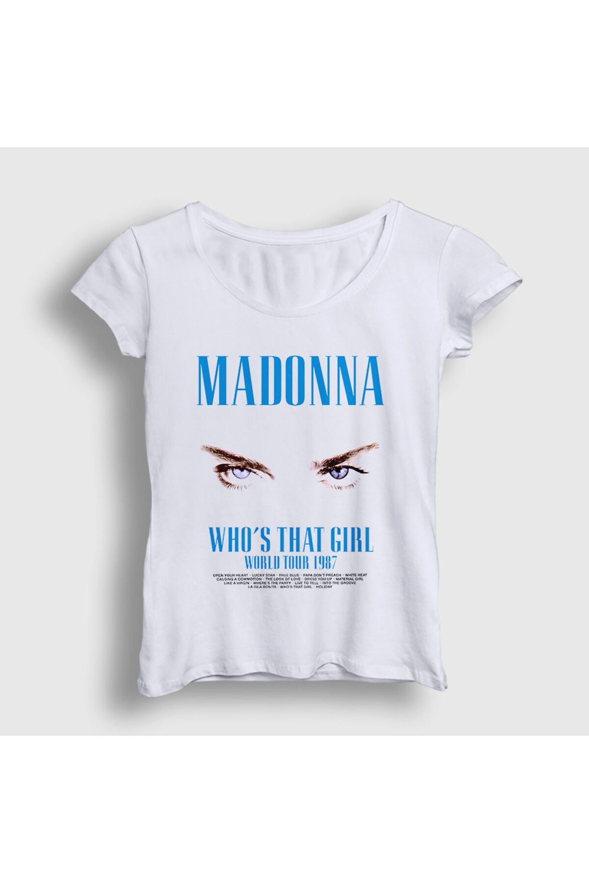 Presmono Kadın Beyaz Tour Who's That Girl Madonna T-Shirt 545473tt