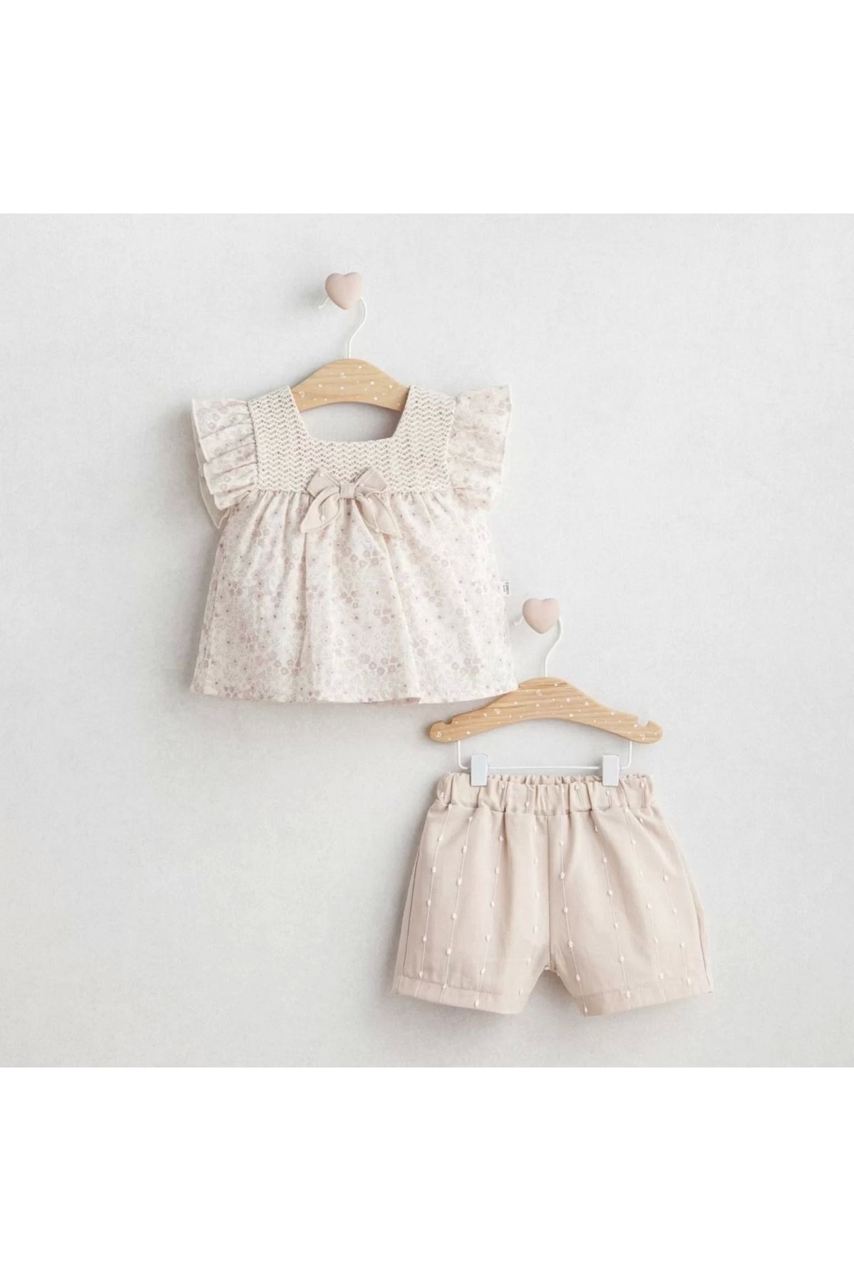 Dilara Boutique Tongs Baby Flowery 2'li Takım 5500 Bej