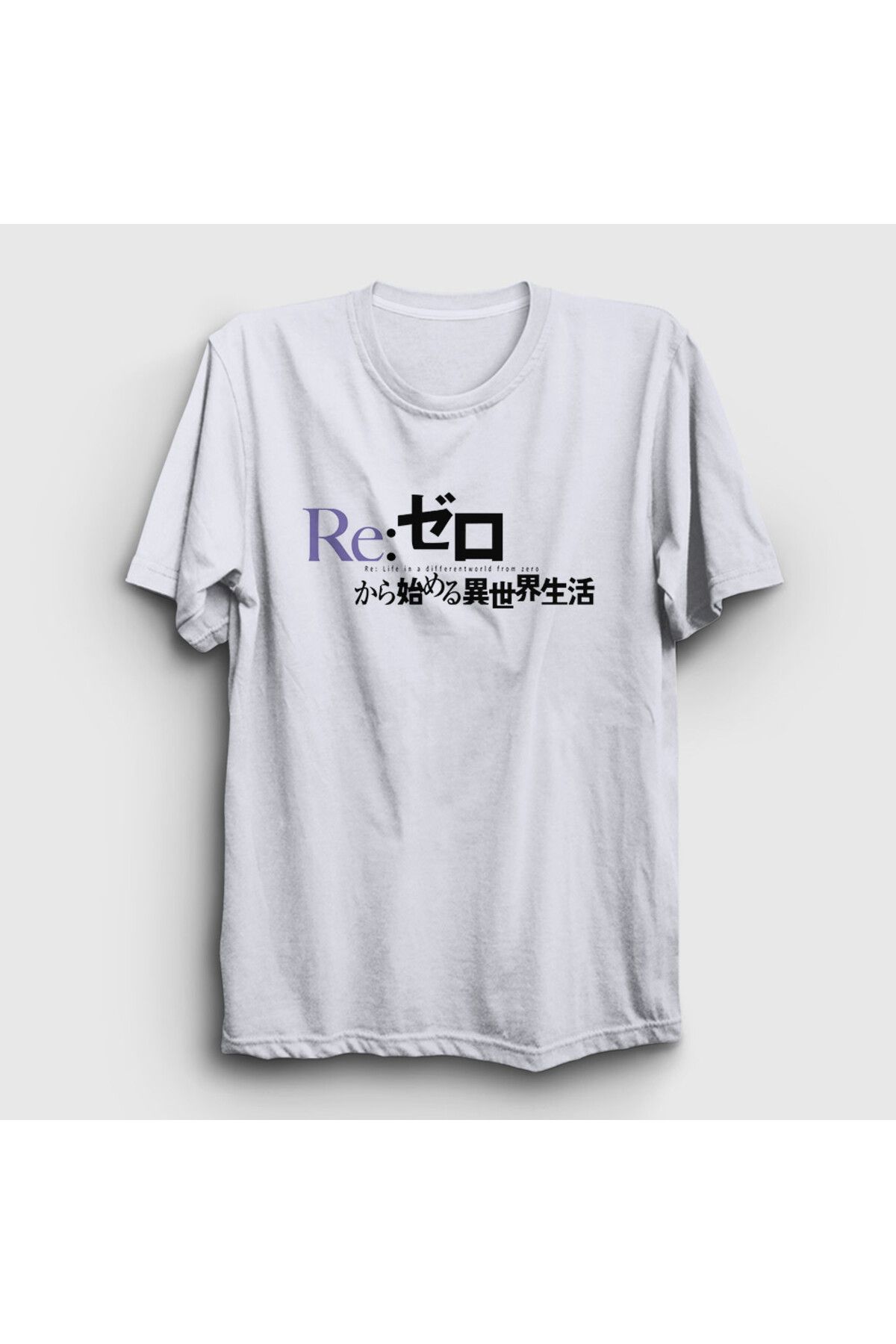 Presmono Unisex Beyaz Logo Anime Re Zero T-Shirt 543650tt