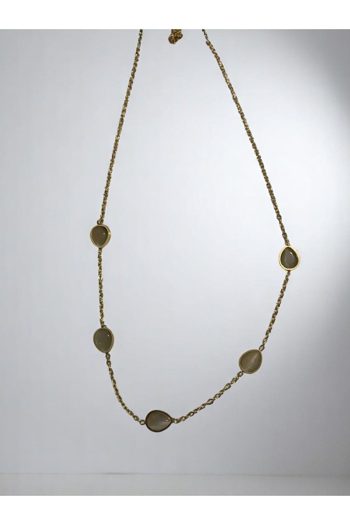 shop 316 L PASLANMAZ ÇELİK GOLD KAPLAMA VİNTAGE BEJ RENNKLİ TREND KOLYE KARARMAZ