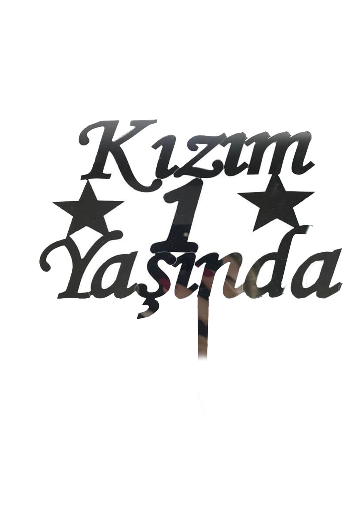 Avantaj Kapıda ® Kızım 1 Yaşında İlk Yaş Doğum Günü Partisi Pleksi Pasta Süsü Gümüş Renk (Tam Takım)