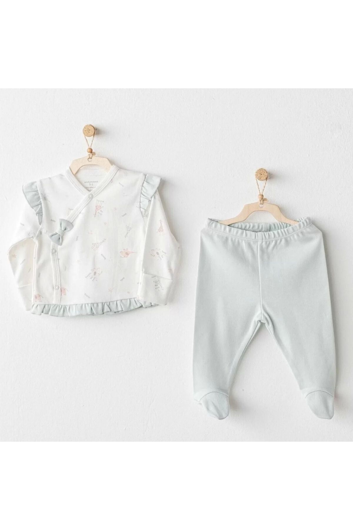 Dilara Boutique Andywawa Ac25508 Sıde Snap Set Love Family 2'li Zıbın Set Mint