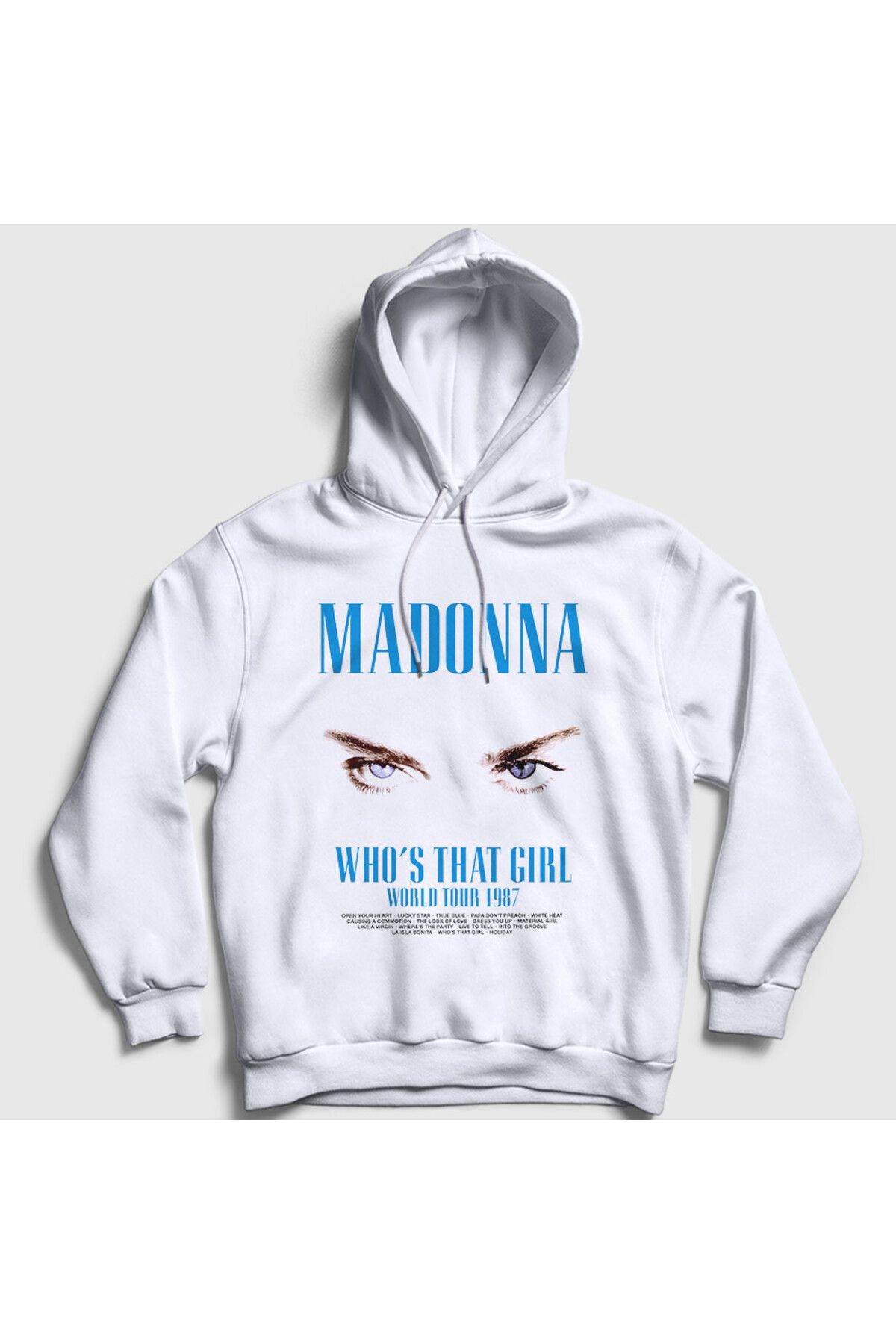 Presmono Unisex Beyaz Tour Who's That Girl Madonna Kapüşonlu Sweatshirt 545497tt