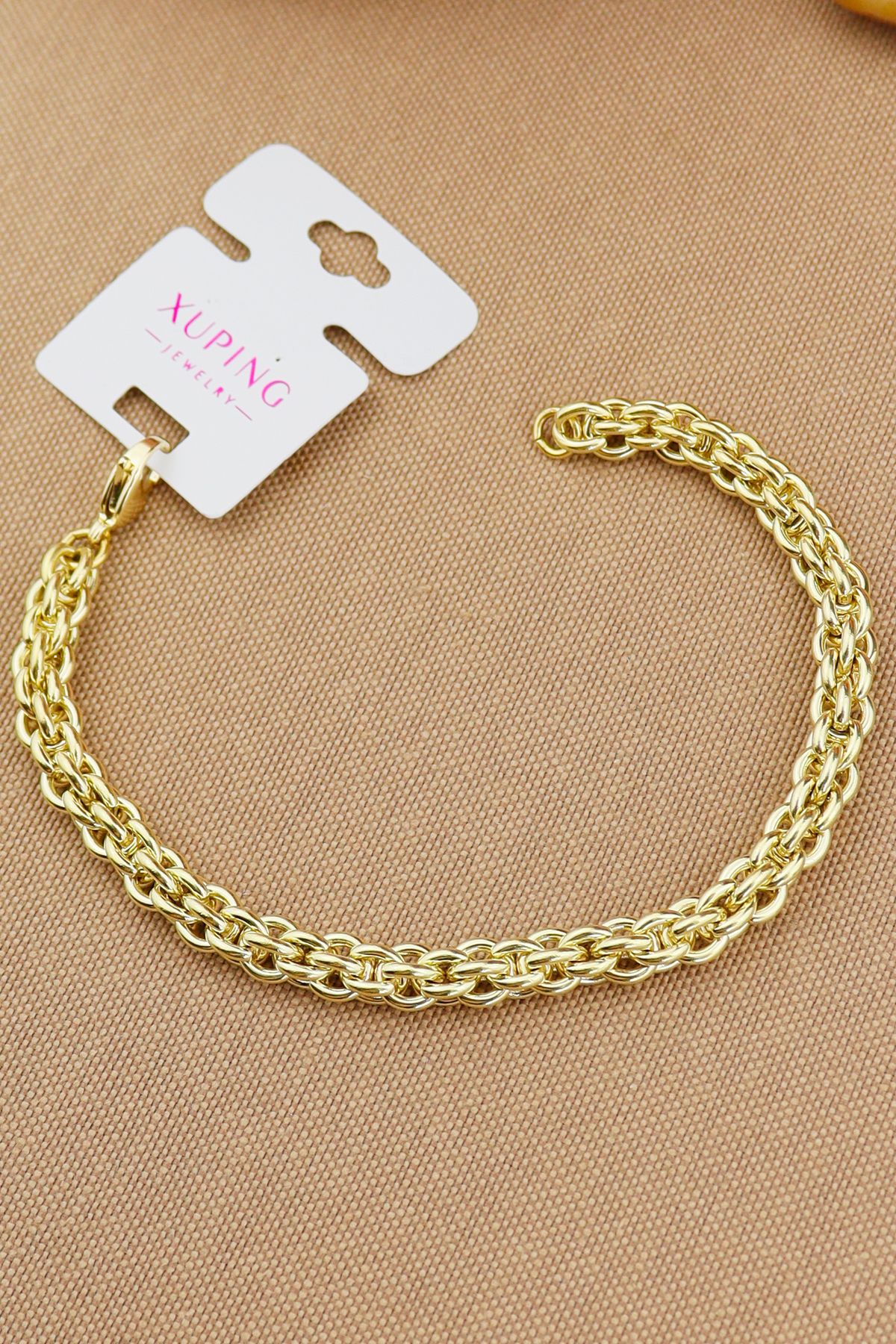 Keyifli Hayaller Xuping Vip Bileklik - Xuping Vip Zarif sade İç İçe Zincir Gold Kararmaz Bileklik 20 cm
